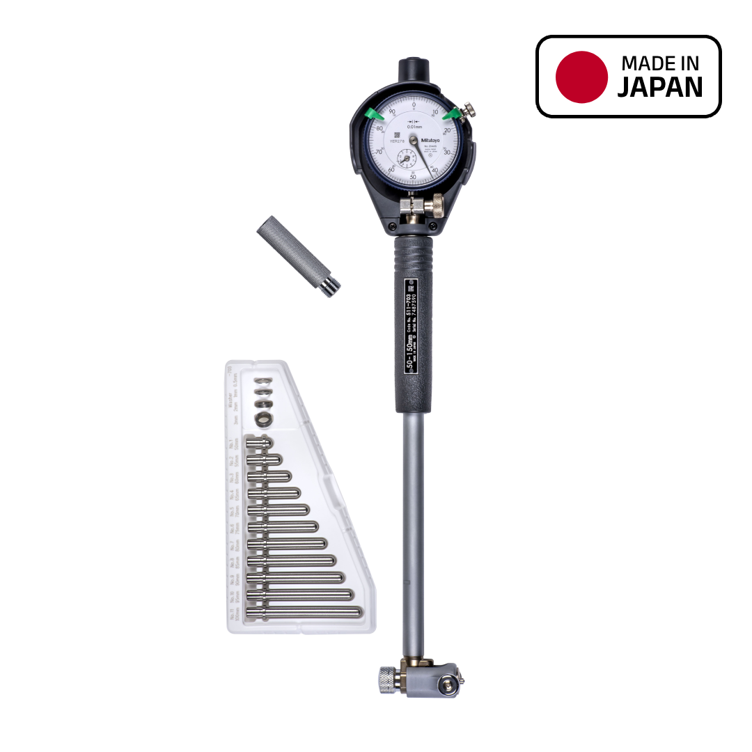 Mitutoyo 511 Series Dial Bore Gauge Set, 50 to 150 mm Range, 511-713