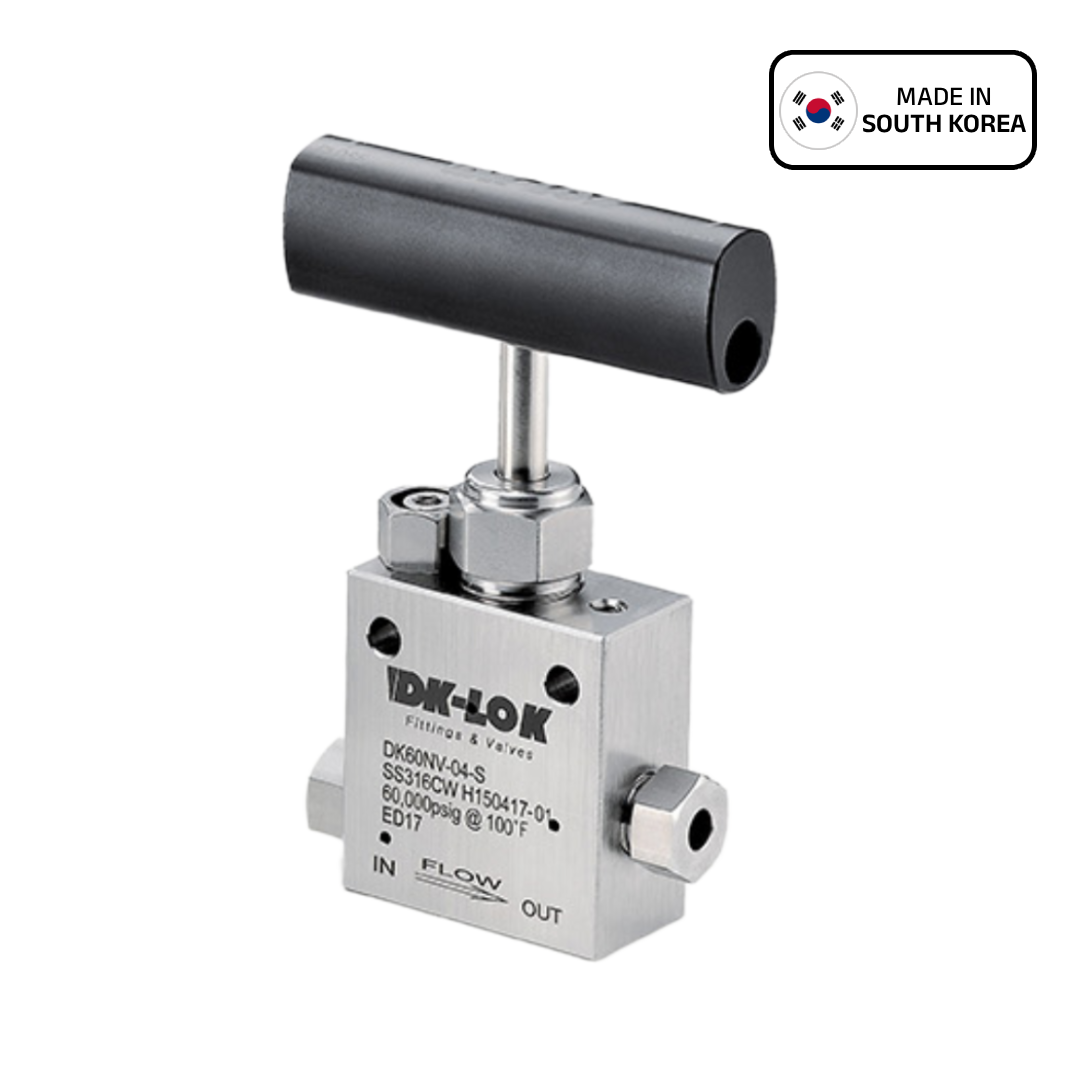 DK-LOK DK-NV High Pressure Needle Valve, 60,000 psi, 9/16" Straight, SS316L, DK60NV-09 — photo 1 of 6