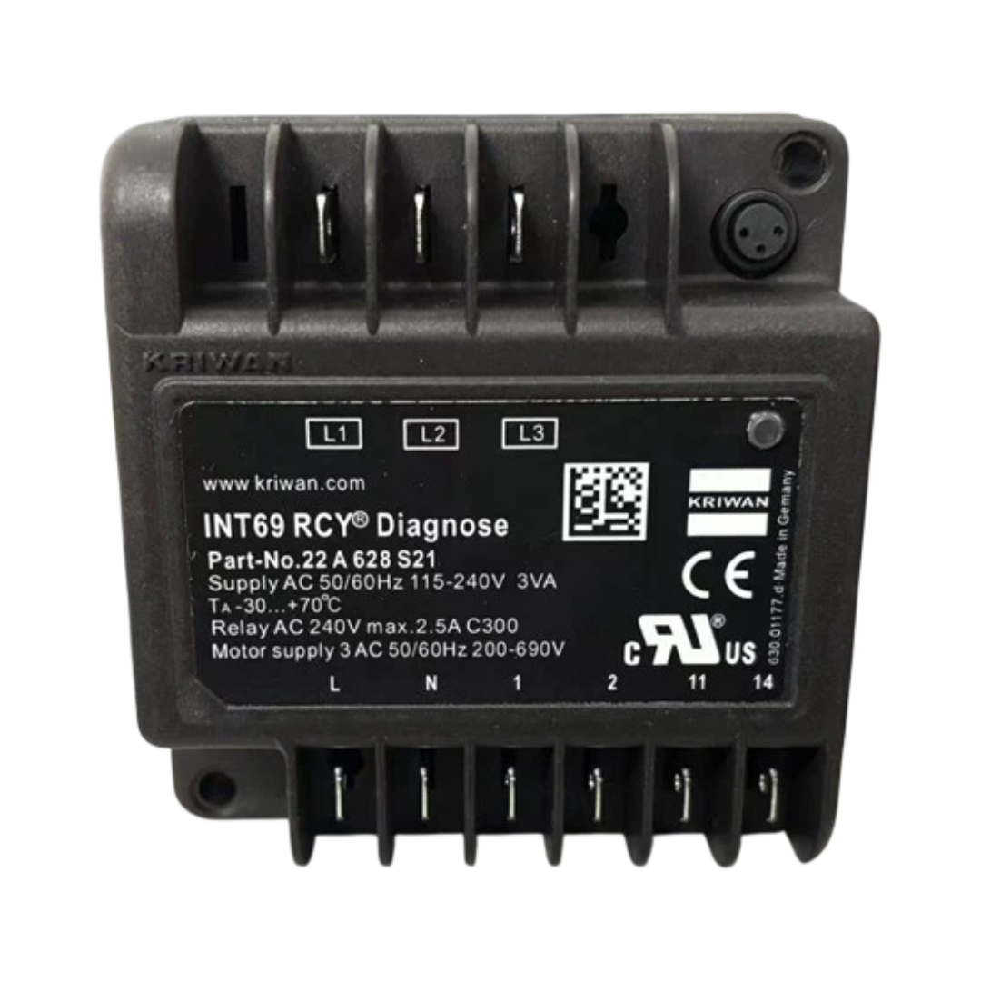 KRIWAN INT69 RCY Diagnose Compressor Protection Module, 115-240 V AC, 50/60 Hz, AMS/PTC Sensor Input, 22A628S21