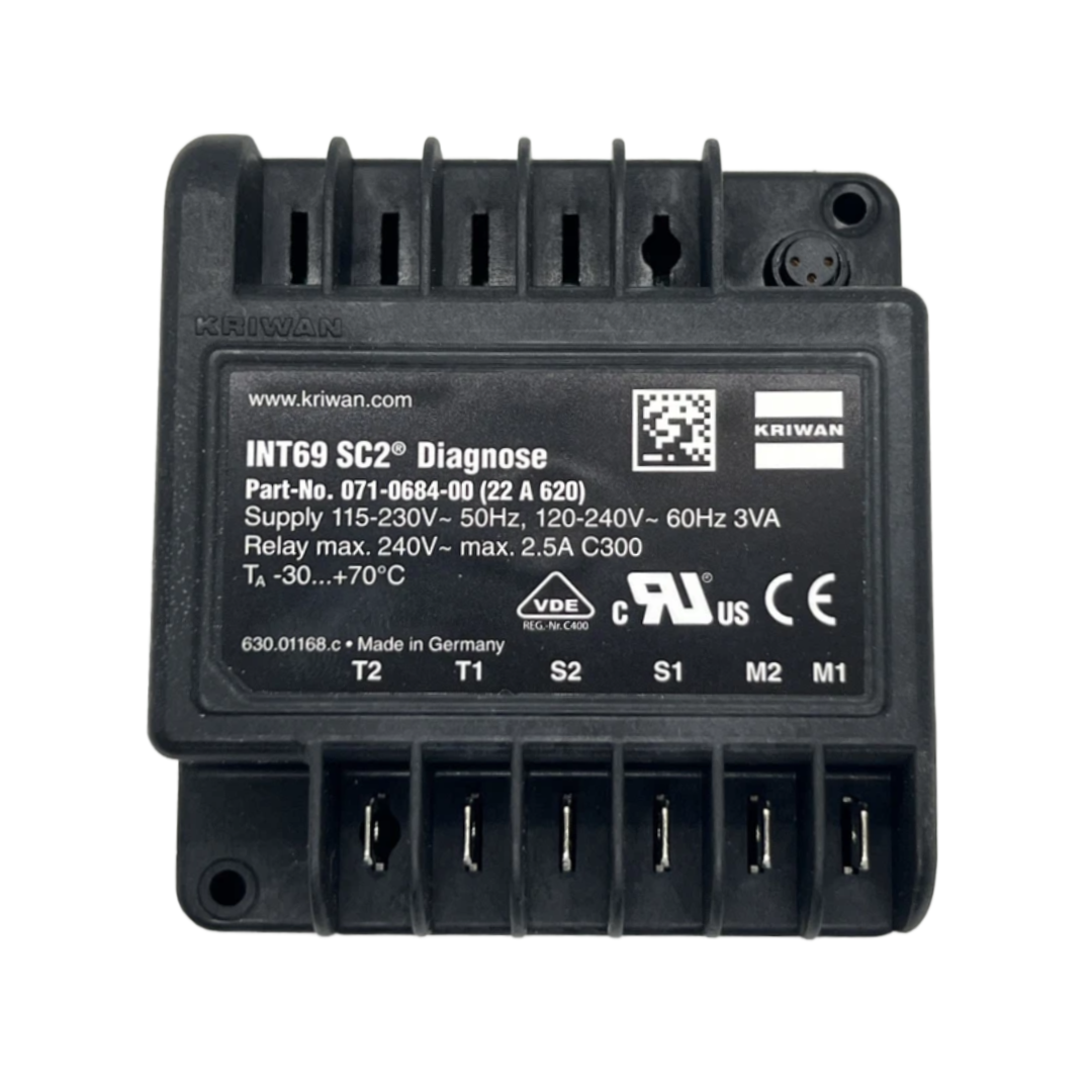 KRIWAN INT69 SC2 Diagnose Motor Protection Module, 115-230 V AC 50 Hz / 120-240 V AC 60 Hz, AMS/PTC Sensor Input, 071-0684-00 (22A620)