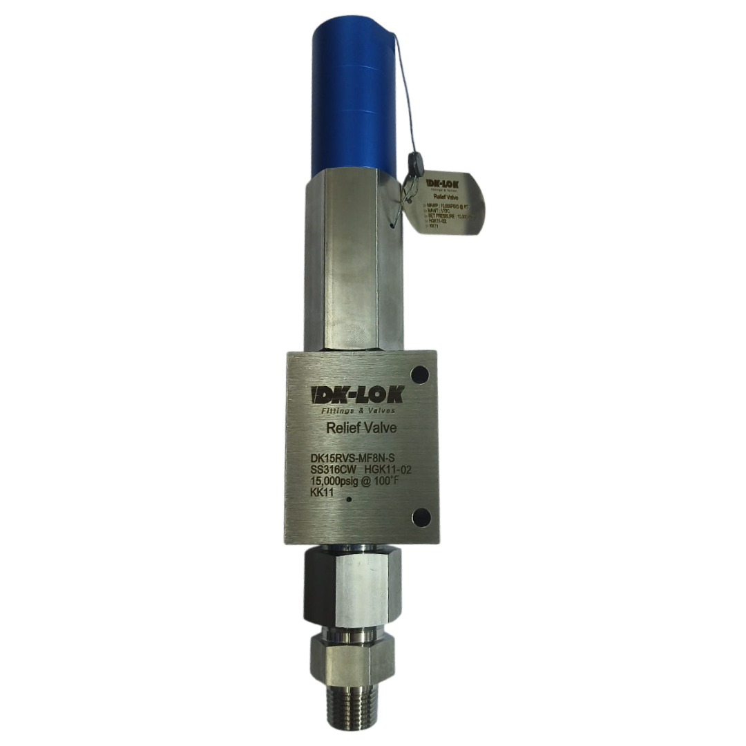 DK-LOK High-Pressure Relief Valve, Factory Set Pressure 10,000 psig, 1/2