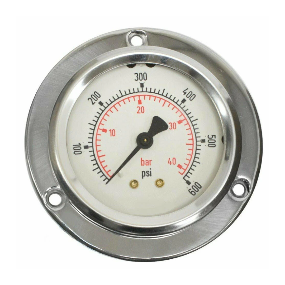 General Instruments Pressure Gauge SPGS-P, 0...200 psi, 2nd Scale bar, 2.5" Dial, 1/4" Male NPT Back Mount With Front Flange, SS Body & Parts, SPGS-P-063-S4S-S6S-S6S-S4S-T06NTM-(0-200)-PSI/BAR-A16-DUS