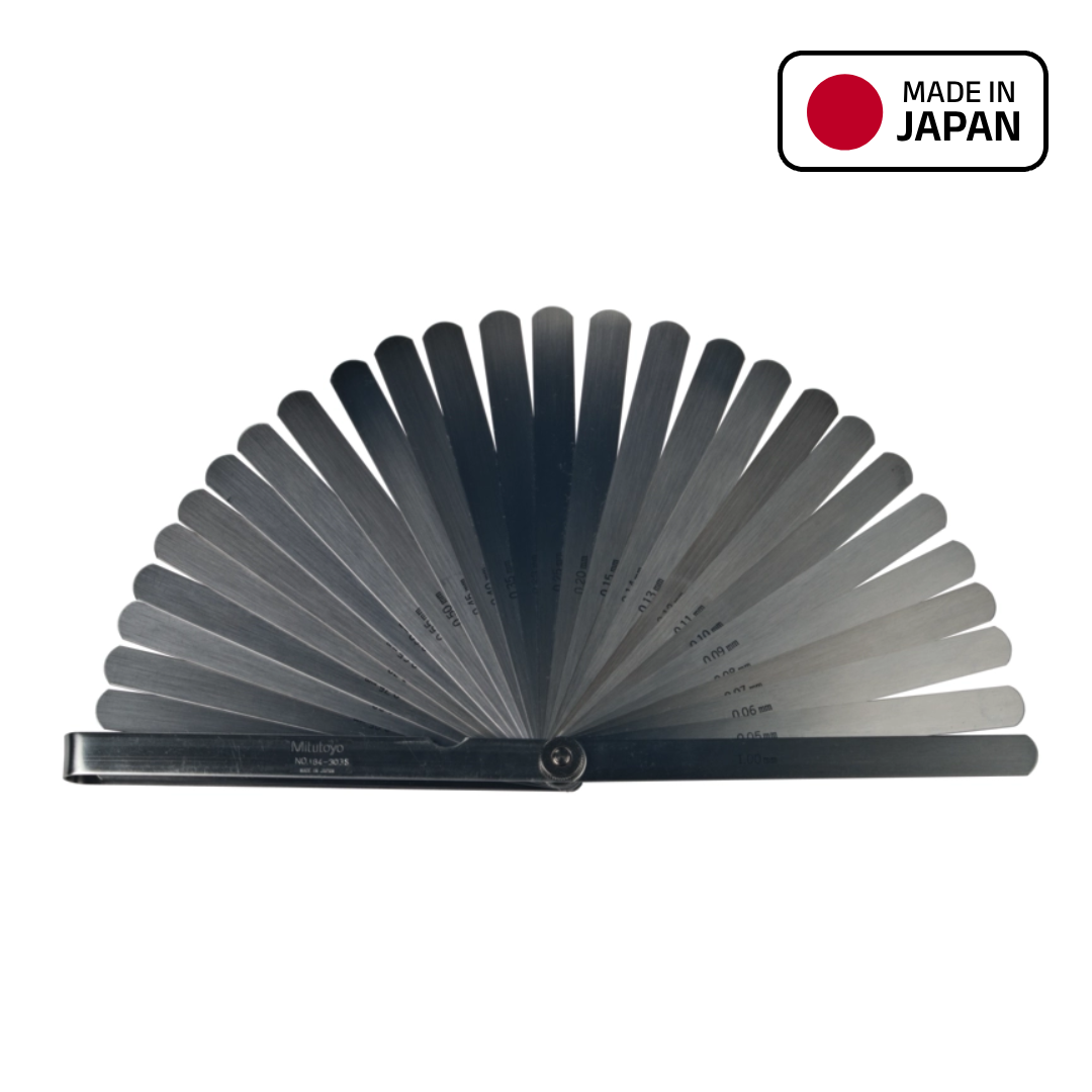 Mitutoyo Series 184 Thickness Feeler Gage Set, 0.05 to 1.0 mm Range, 28 Leaves, 184-303S