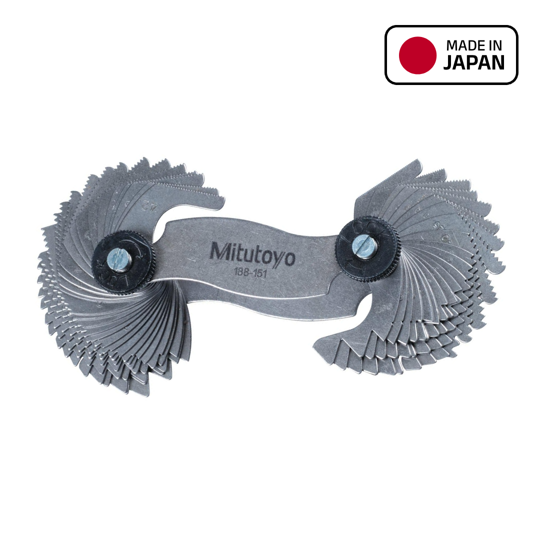 Mitutoyo Series 188 Metric and Unified Screw Pitch Gage Set, 0.4 to 7 mm / 4 to 42 TPI, 188-151