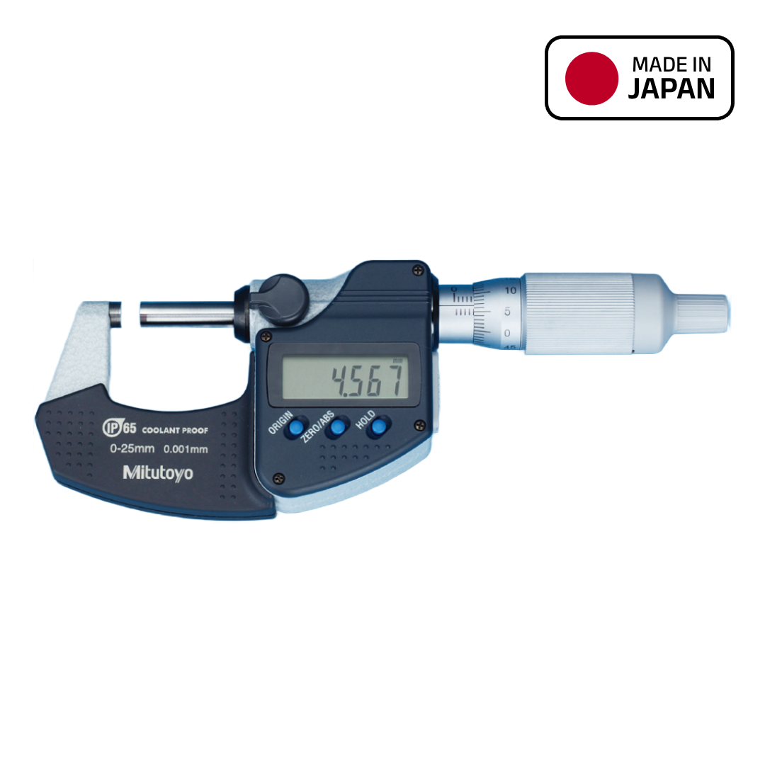 Mitutoyo Coolant Proof Digimatic Micrometer, 0 to 25 mm (0 to 1 inch) Range, IP65, 293-340-30
