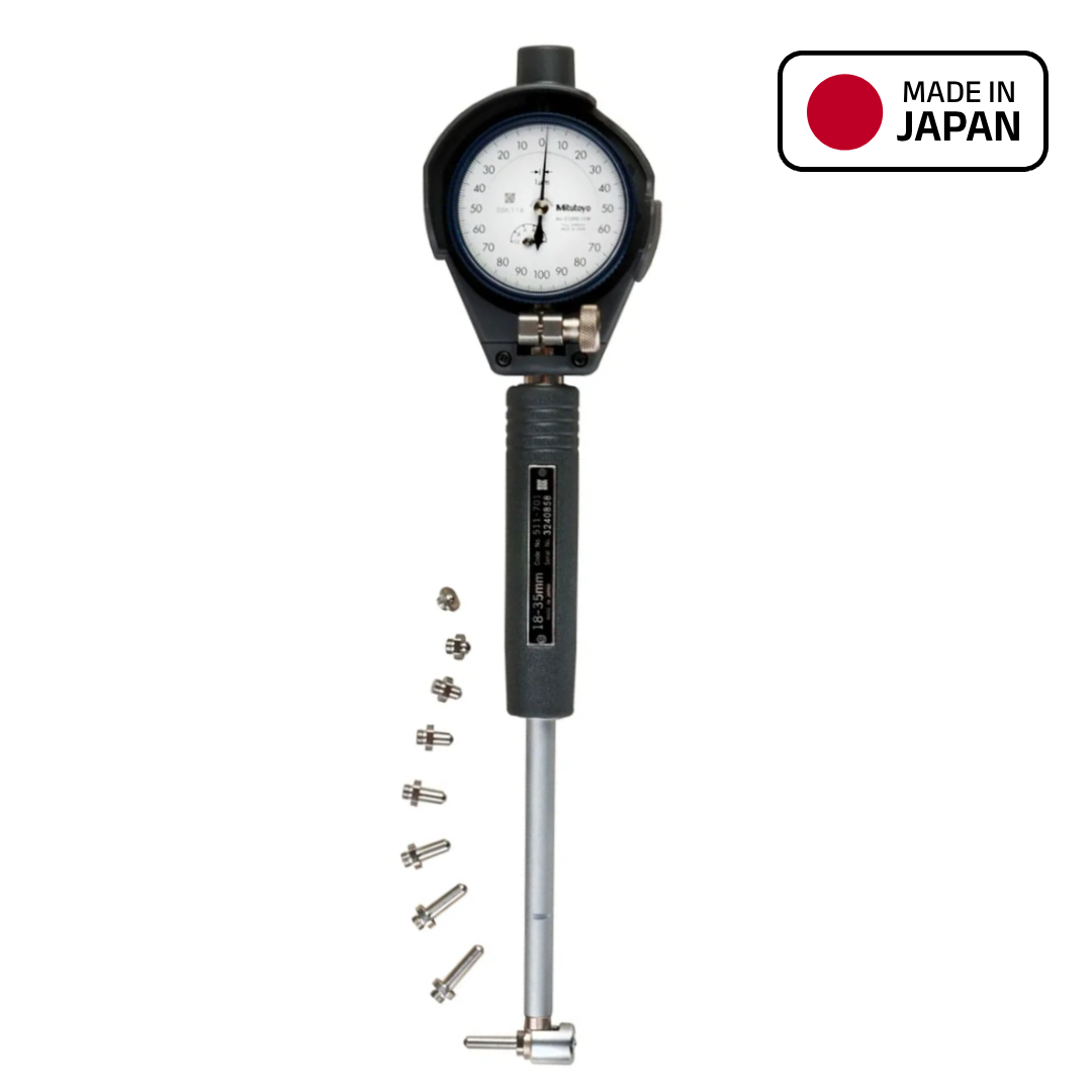 Mitutoyo Dial Bore Gage Set, 18 to 35 mm Range, 0.001 mm Graduation, 511-721