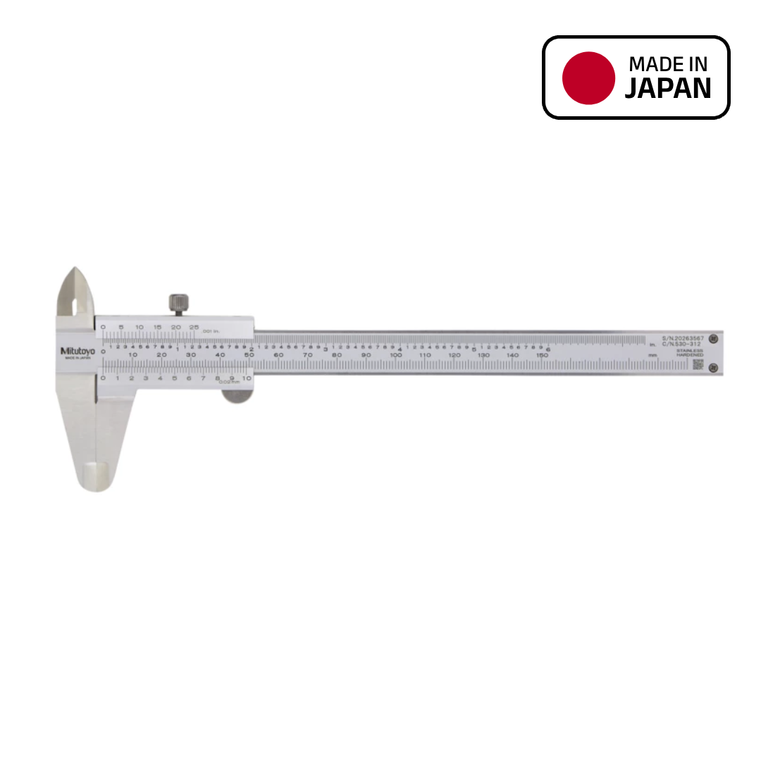 Mitutoyo Vernier Caliper, Metric and Inch Dual Scale, 0 to 150 mm (0 to 6 inch) Range, 530-312