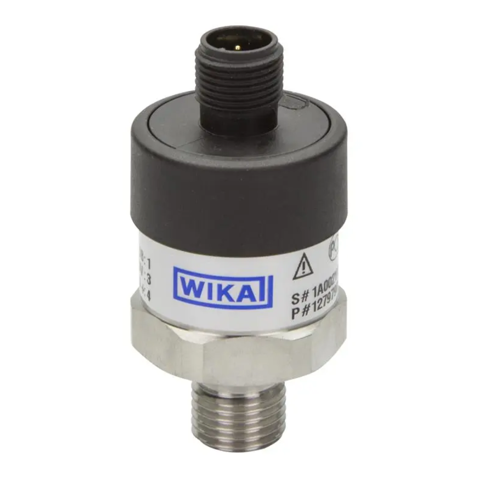 WIKA A-10 Pressure Transmitter, 0...10 Bar Gauge, G 1/4 A DIN EN ISO 1179-2 Connection, Circular Connector M12x1, 4-pin, 12762831