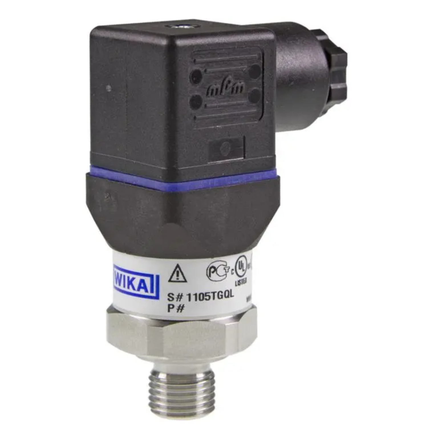 WIKA A-10 Pressure Transmitter, 0...0.1 Bar Gauge, G 1/4 A DIN EN ISO 1179-2 Connection, Valve Connector, Size A, 14182732
