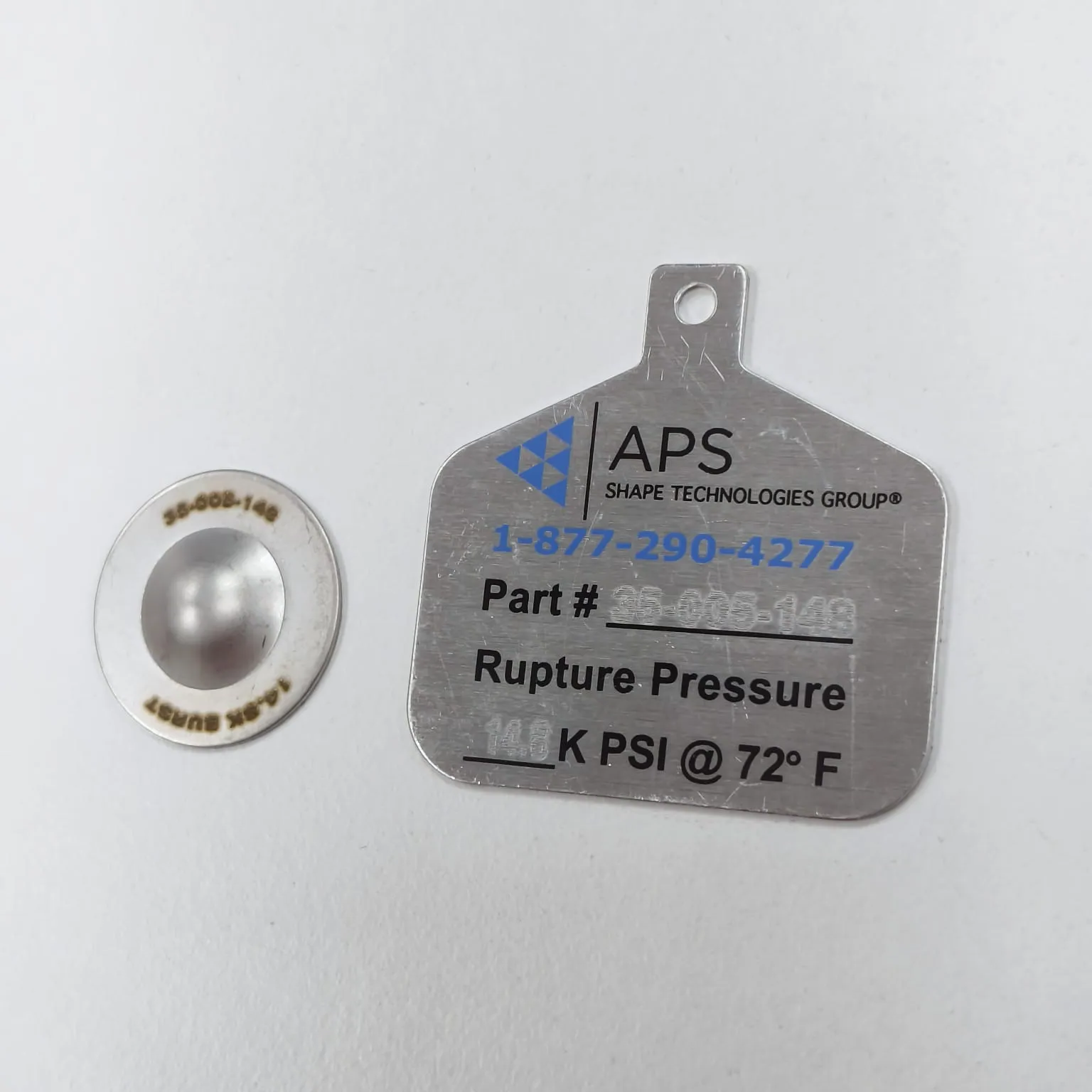 Advanced Pressure Systems (APS) Rupture Disc, 14,800 psi Burst Pressure, 1/2" STD, 35-005-148 - image 3