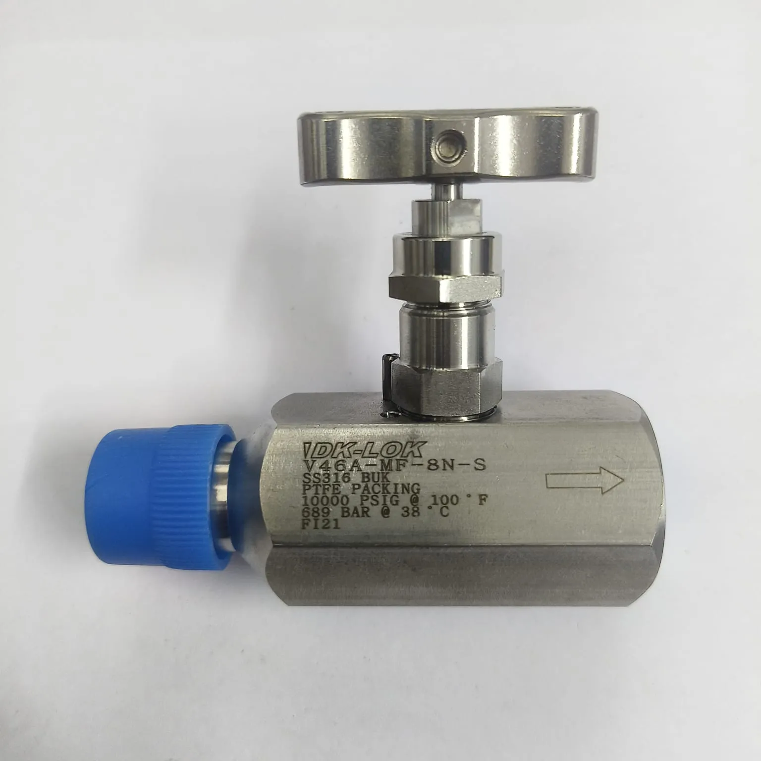 DK-LOK V46A Series Needle Valve, 10000 psi, 1/2" Male x Female NPT Connections, SS316, V46A-MF-8N-S - image 2
