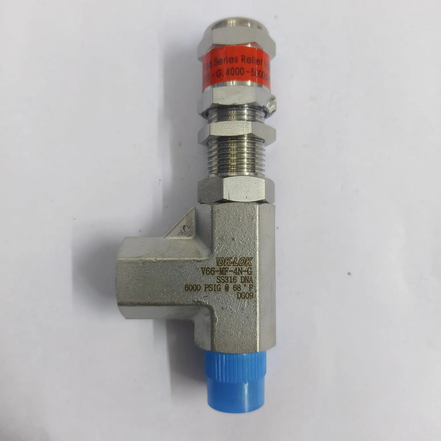 DK-LOK V66 Series Relief Valve, Cracking Pressure 4000 to 5000 psig, 1/4" Male x Female NPT Connections, SS316, V66-MF-4N-G - image 4