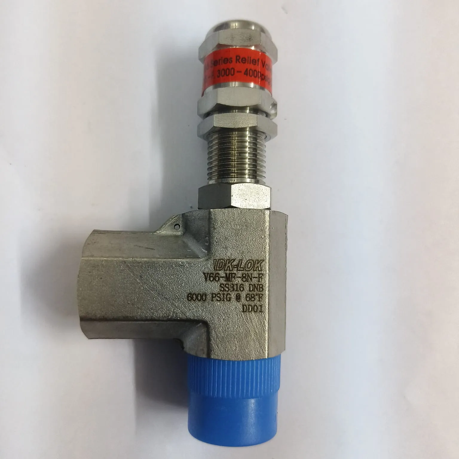 DK-LOK V66 Series Relief Valve, Cracking Pressure 3000 to 4000 psig, 1/2" Male x Female NPT Connections, SS316, V66-MF-8N-F - image 4
