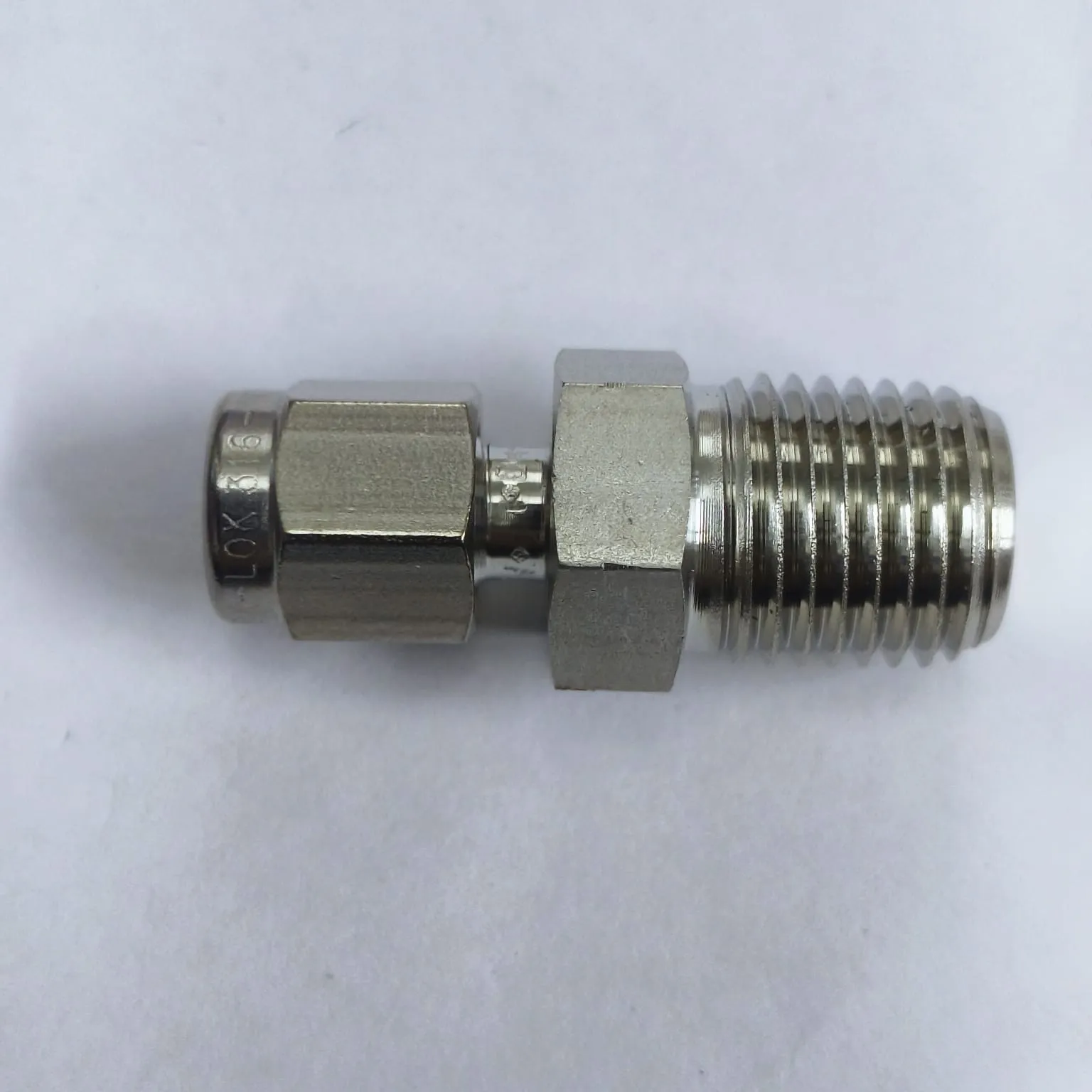 DK-LOK Compression Tube Straight Fitting, 1/8" Tube OD x 1/4" Male NPT, SS316, DMC-2-4N-S - image 2