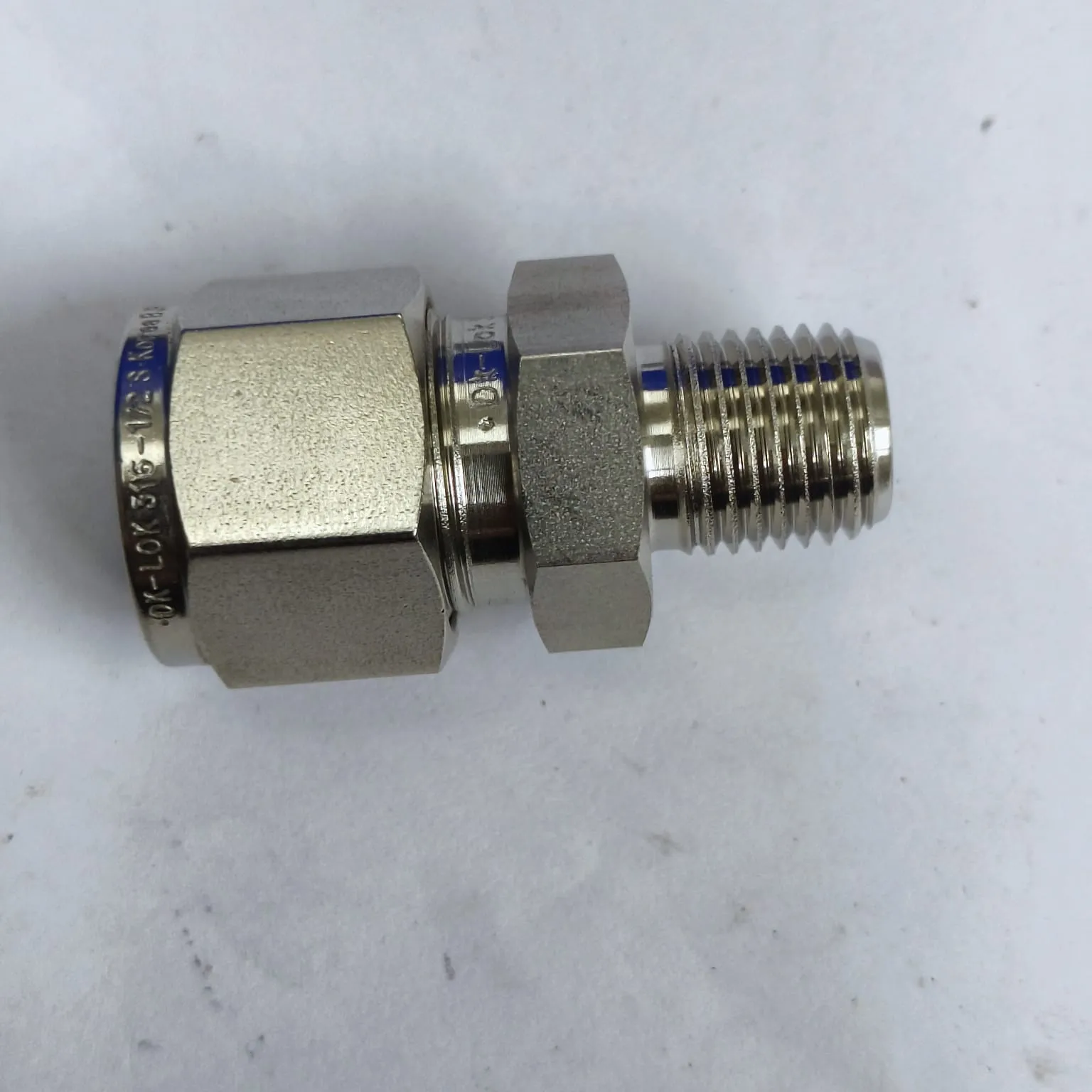 DK-LOK Compression Tube Straight Fitting, 1/2" Tube OD x 1/4" Male NPT, SS316, DMC-8-4N-S - image 2
