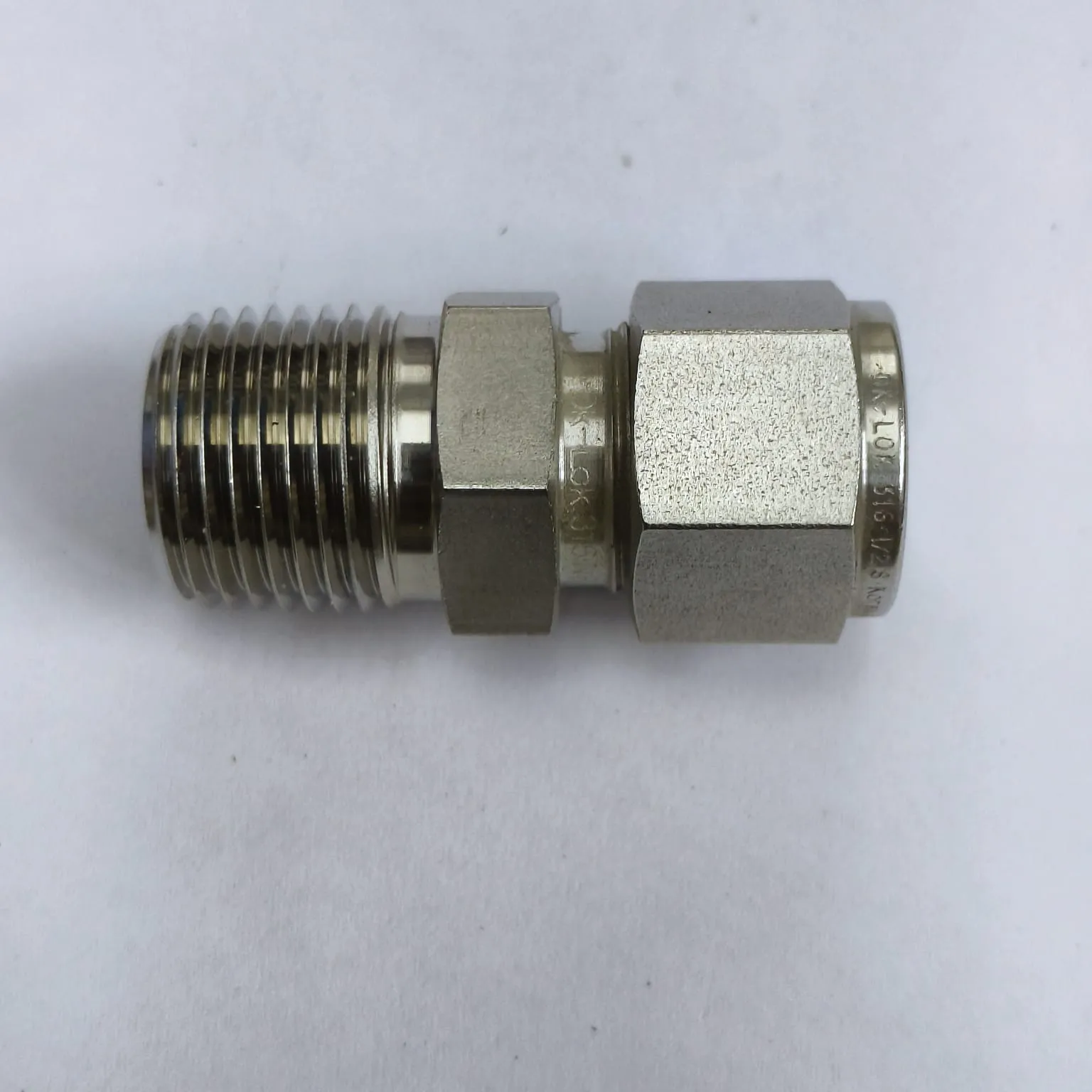 DK-LOK Compression Tube Straight Fitting, 1/2" Tube OD x 1/2" Male NPT, SS316, DMC-8-8N-S - image 2