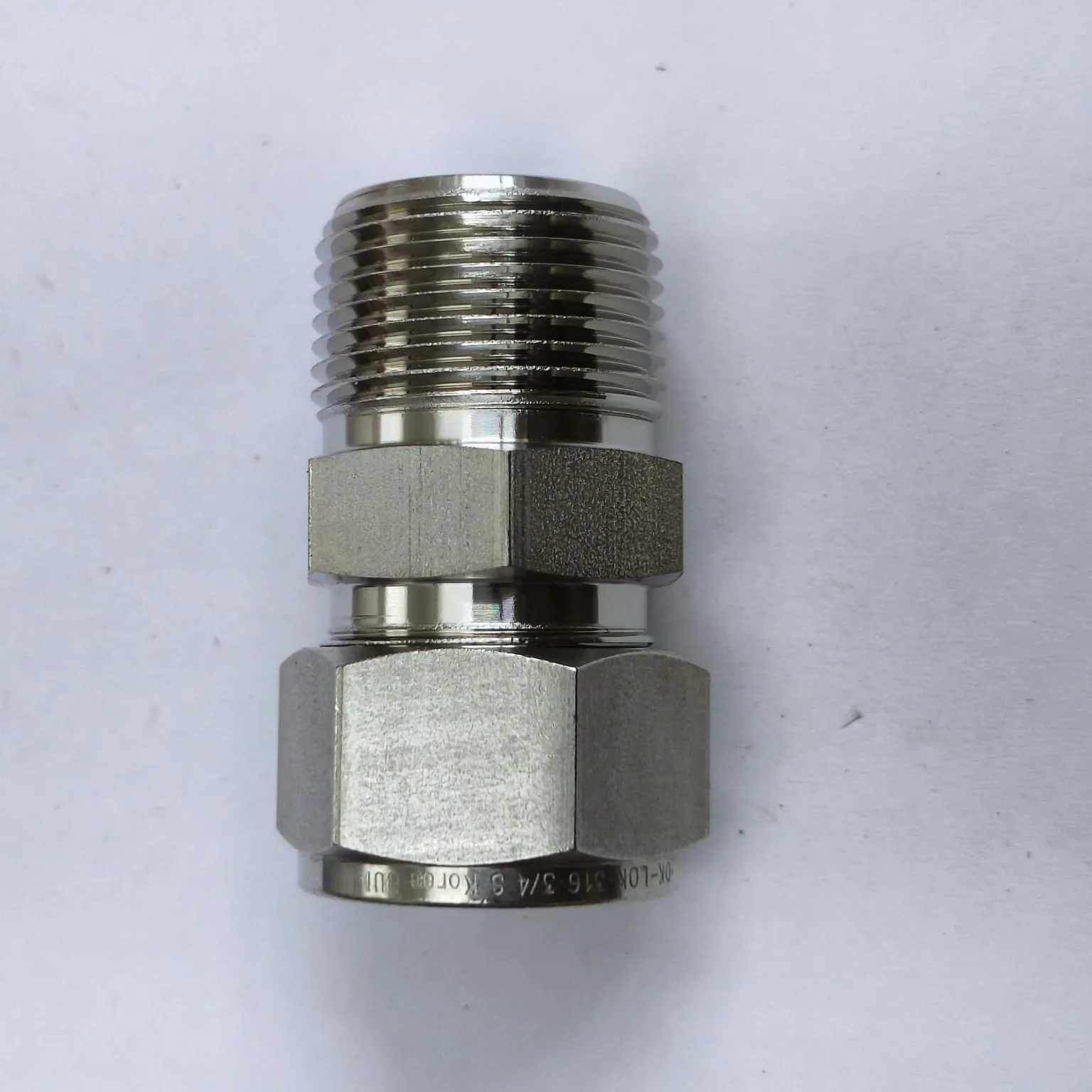 DK-LOK Compression Tube Straight Fitting, 3/4" Tube OD x 3/4" Male NPT, SS316, DMC-12-12N-S - image 2