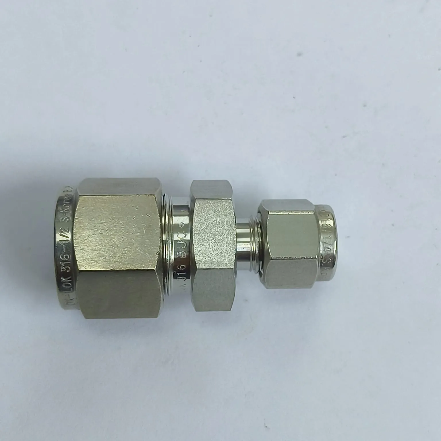 DK-LOK Compression Tube Straight Reducing Fitting, 1/2" Tube OD x 1/4" Tube OD, SS316, DUR-8-4-S - image 2