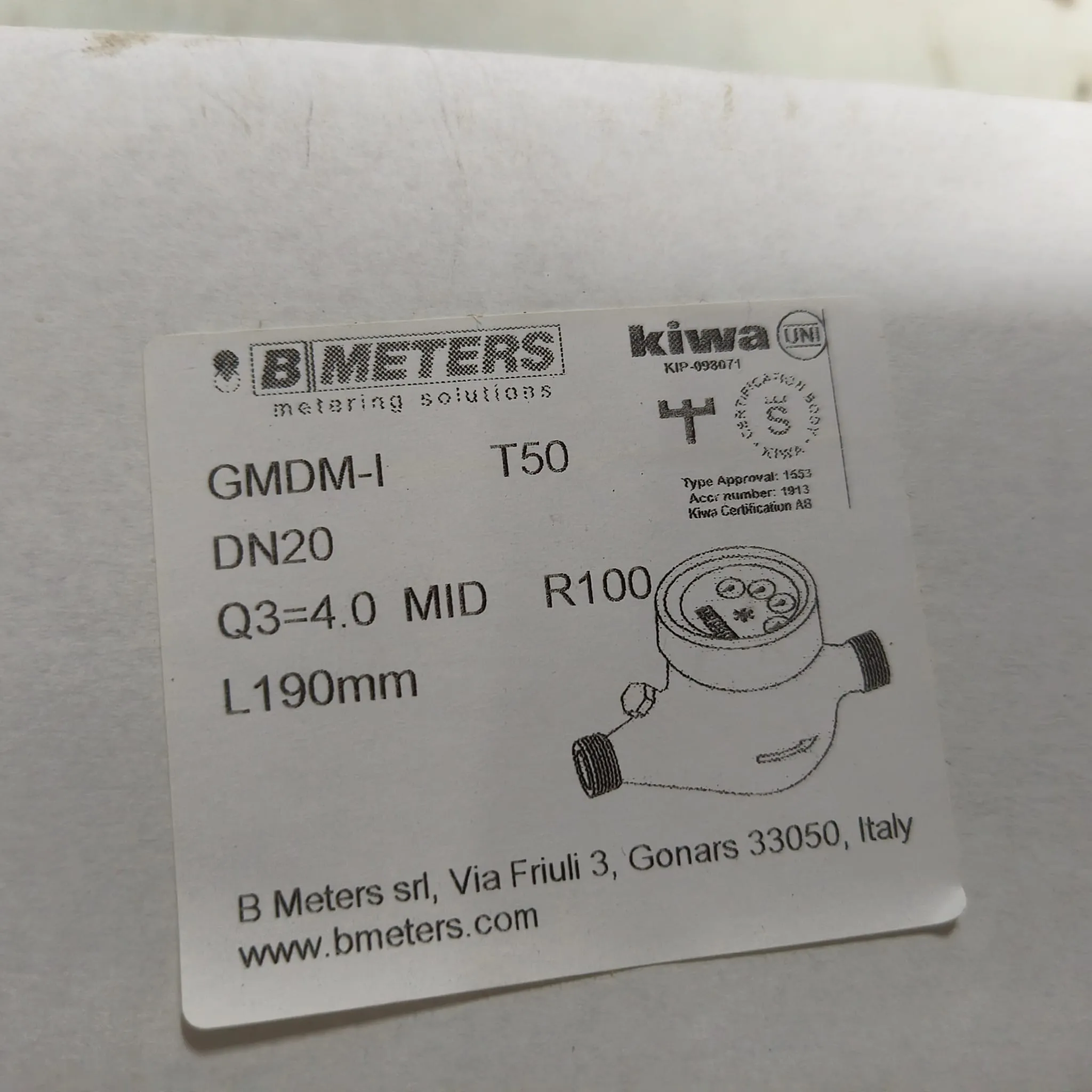 BMETERS GMDM-I Multi Jet Water Meter, 3/4" (DN20) BSPP Threaded Connection, 4 m³/h Flow Rate, IP68, Dry Dial - image 2
