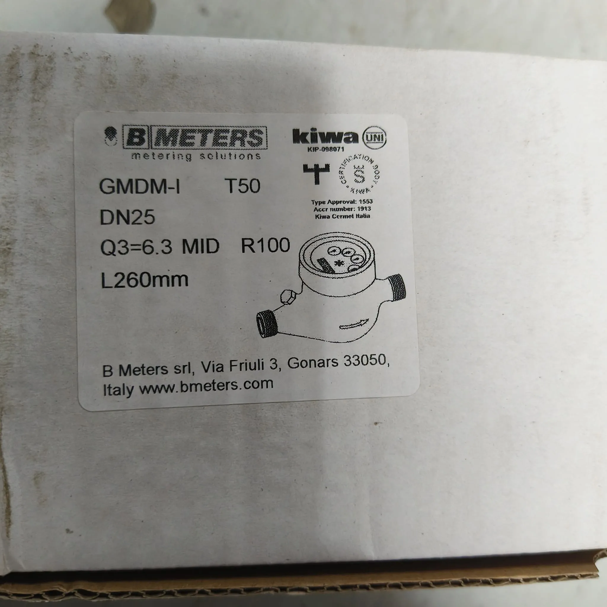 BMETERS GMDM-I Multi Jet Water Meter, 1" (DN25) BSPP Threaded Connection, 6.3 m³/h Flow Rate, IP68, Dry Dial - image 2