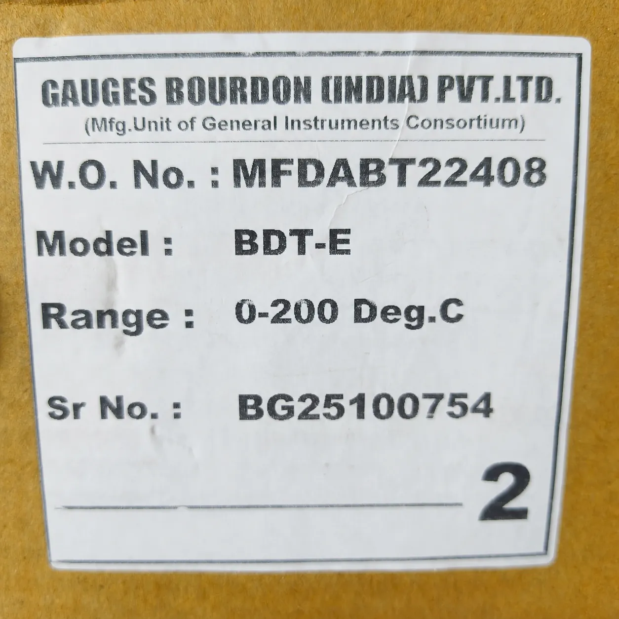 General Instruments BDT-E Bimetal Dial Thermometer, 0...200 °C, 4" Dial, 1/2" Male NPT, 360° Adjustable Dial Back Mount, 350 mm Stem, BDT-E-100-S4S-S06-350-S6S-T15NTM-(0-200)-DGC-DUS - image 2
