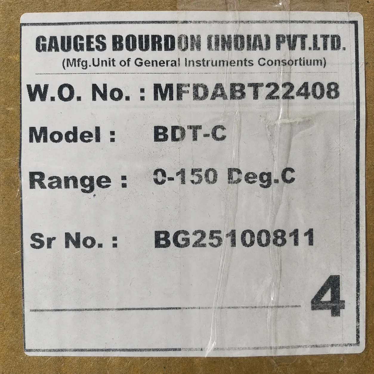 General Instruments BDT-C Bimetal Dial Thermometer, 0...150 °C, 4" Dial, 1/2" Male NPT, Back Mount, 100 mm Stem, BDT-C-100-S4S-S06-150-S6S-T15NTM-(0-150)-DGC-DUS - image 2