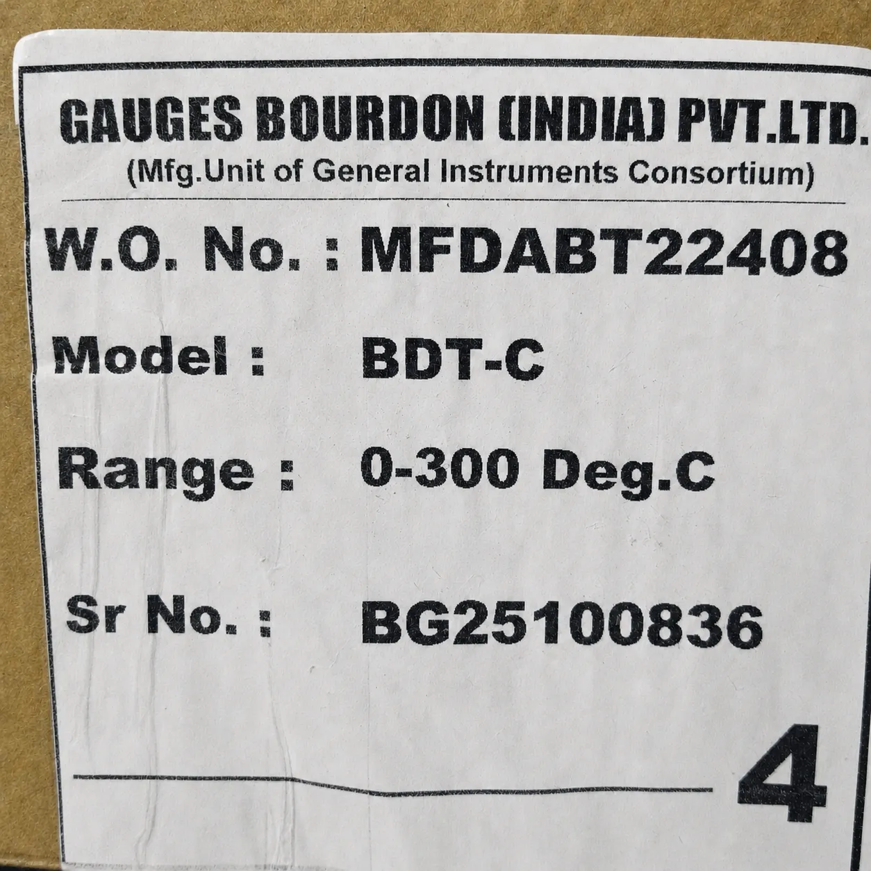 General Instruments BDT-C Bimetal Dial Thermometer, 0...300 °C, 4" Dial, 1/2" Male NPT, Back Mount, 100 mm Stem, BDT-C-100-S4S-S06-150-S6S-T15NTM-(0-300)-DGC-DUS - image 2