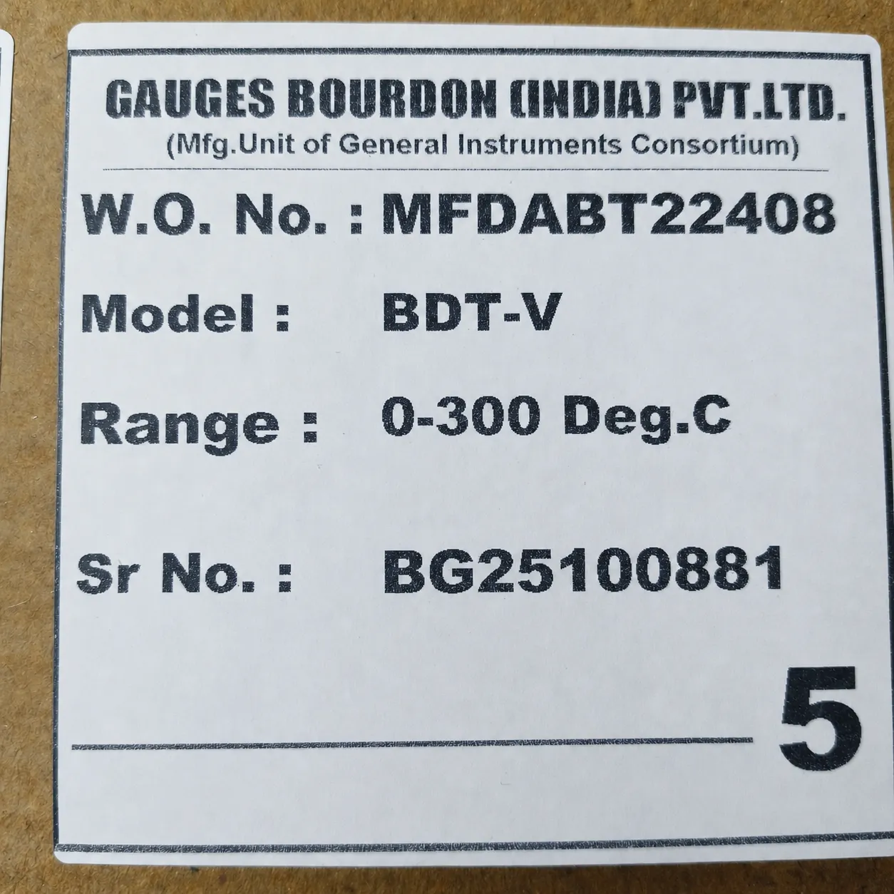 General Instruments BDT-V Bimetal Dial Thermometer, 0...300 °C, 4" Dial, 1/2" Male NPT, Lower Mount, 100 mm Stem, BDT-V-100-S4S-S06-150-S6S-T15NTM-(0-300)-DGC-DUS - image 2