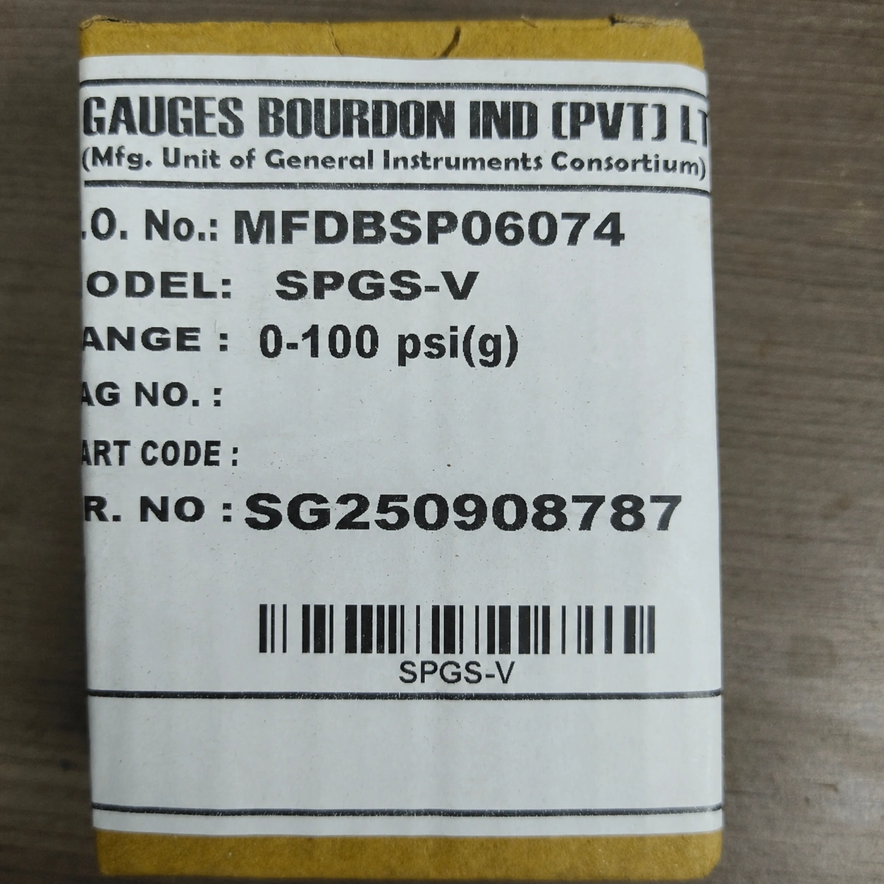General Instruments Pressure Gauge SPGS-V, 0...100 psi, 2nd Scale bar, 2.5" Dial, 1/4" Male NPT Lower Mount, SS Body & Parts, SPGS-V-063-S4S-S6S-S6S-S4S-T06NTM-(0-100)-PSI/BAR-A16-DUS - image 2