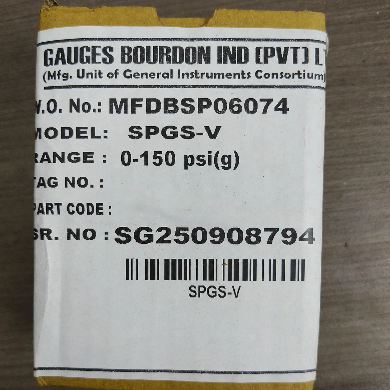 General Instruments Pressure Gauge SPGS-V, 0...150 psi, 2nd Scale bar, 2.5" Dial, 1/4" Male NPT Lower Mount, SS Body & Parts, SPGS-V-063-S4S-S6S-S6S-S4S-T06NTM-(0-150)-PSI/BAR-A16-DUS - image 2