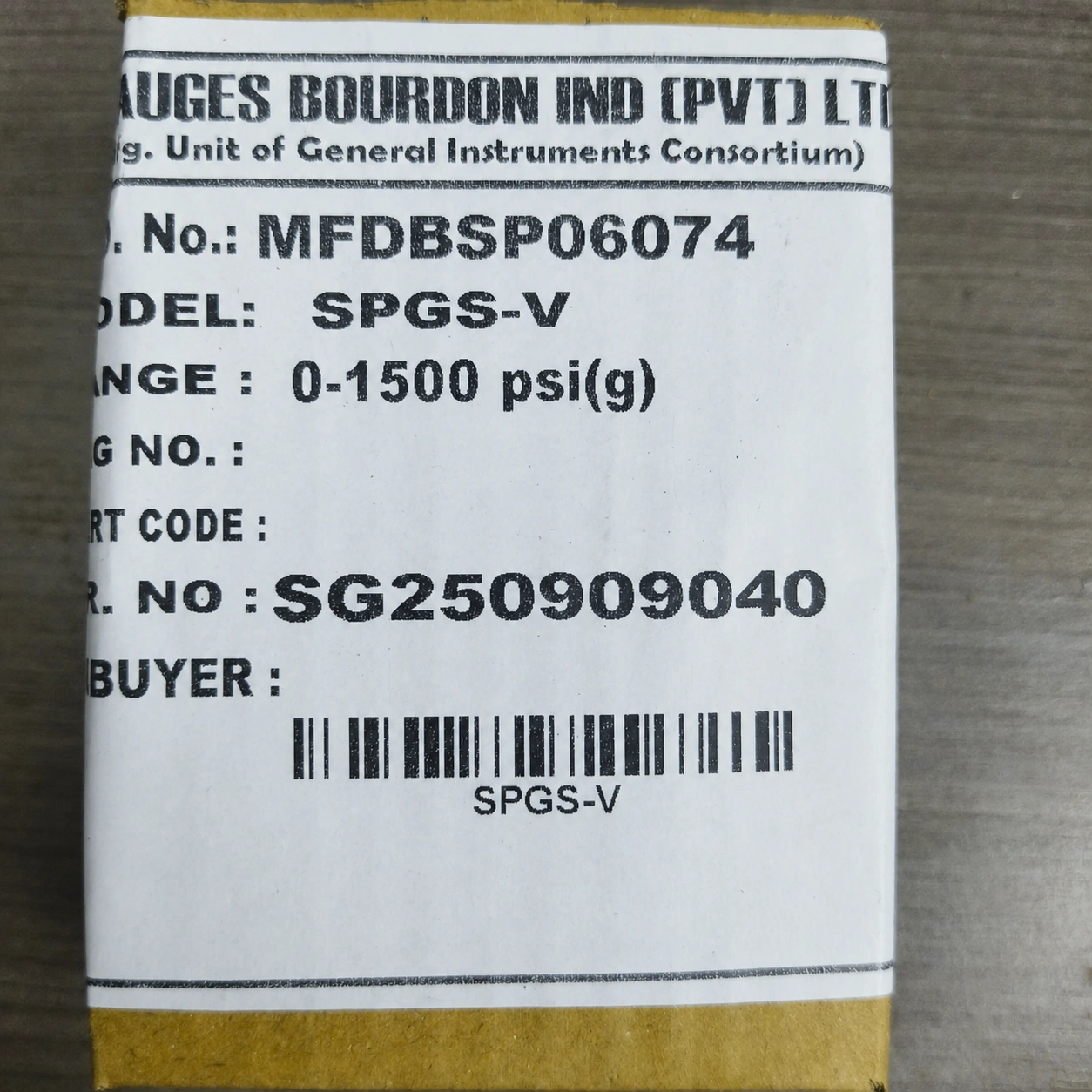 General Instruments Pressure Gauge SPGS-V, 0...1500 psi, 2nd Scale bar, 2.5" Dial, 1/4" Male NPT Lower Mount, SS Body & Parts, SPGS-V-063-S4S-S6S-S6S-S4S-T06NTM-(0-1500)-PSI/BAR-A16-DUS - image 2