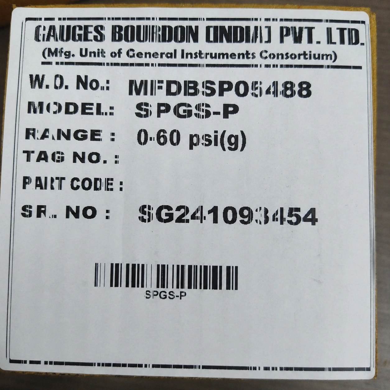 General Instruments Pressure Gauge SPGS-P, 0...60 psi, 2nd Scale bar, 2.5" Dial, 1/4" Male NPT Back Mount With Front Flange, SS Body & Parts, SPGS-P-063-S4S-S6S-S6S-S4S-T06NTM-(0-60)-PSI/BAR-A16-DUS - image 2