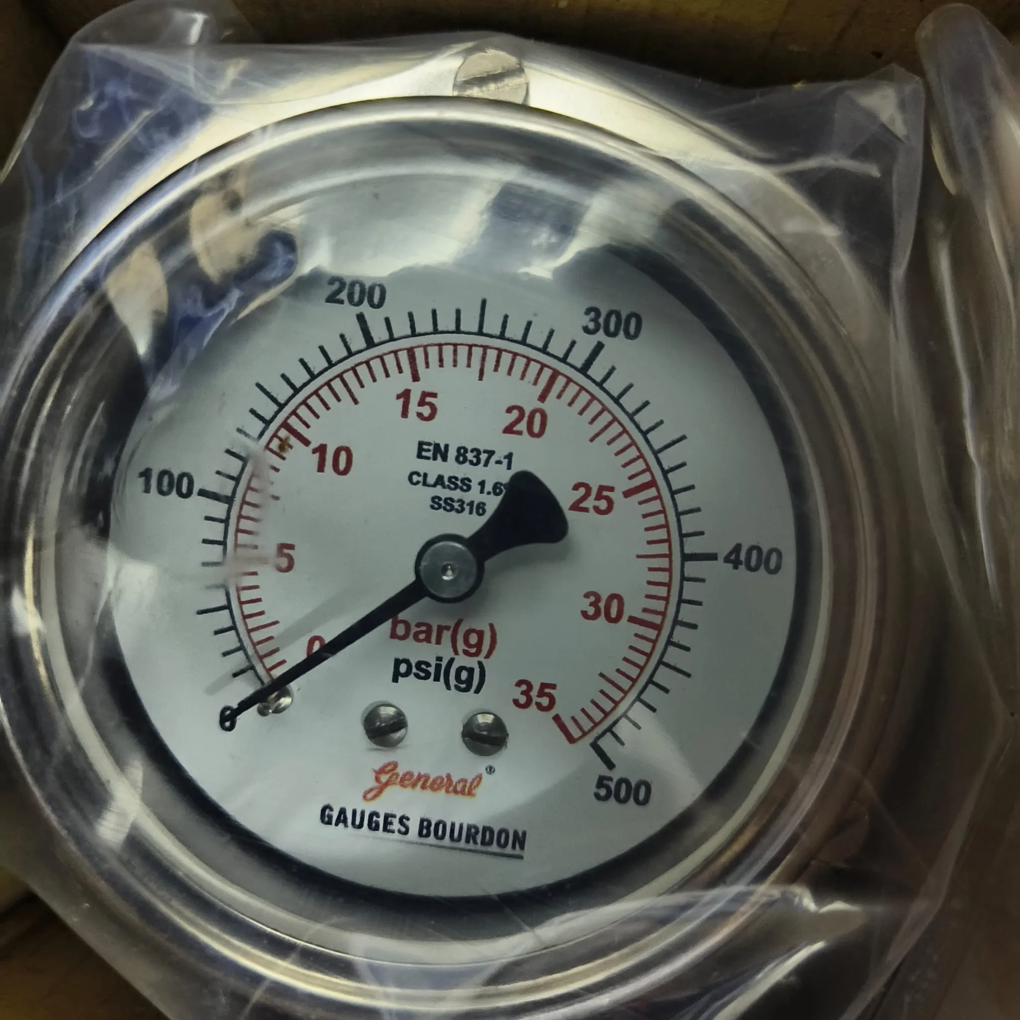 General Instruments Pressure Gauge SPGS-P, 0...500 psi, 2nd Scale bar, 2.5" Dial, 1/4" Male NPT Back Mount With Front Flange, SS Body & Parts, SPGS-P-063-S4S-S6S-S6S-S4S-T06NTM-(0-500)-PSI/BAR-A16-DUS - image 3