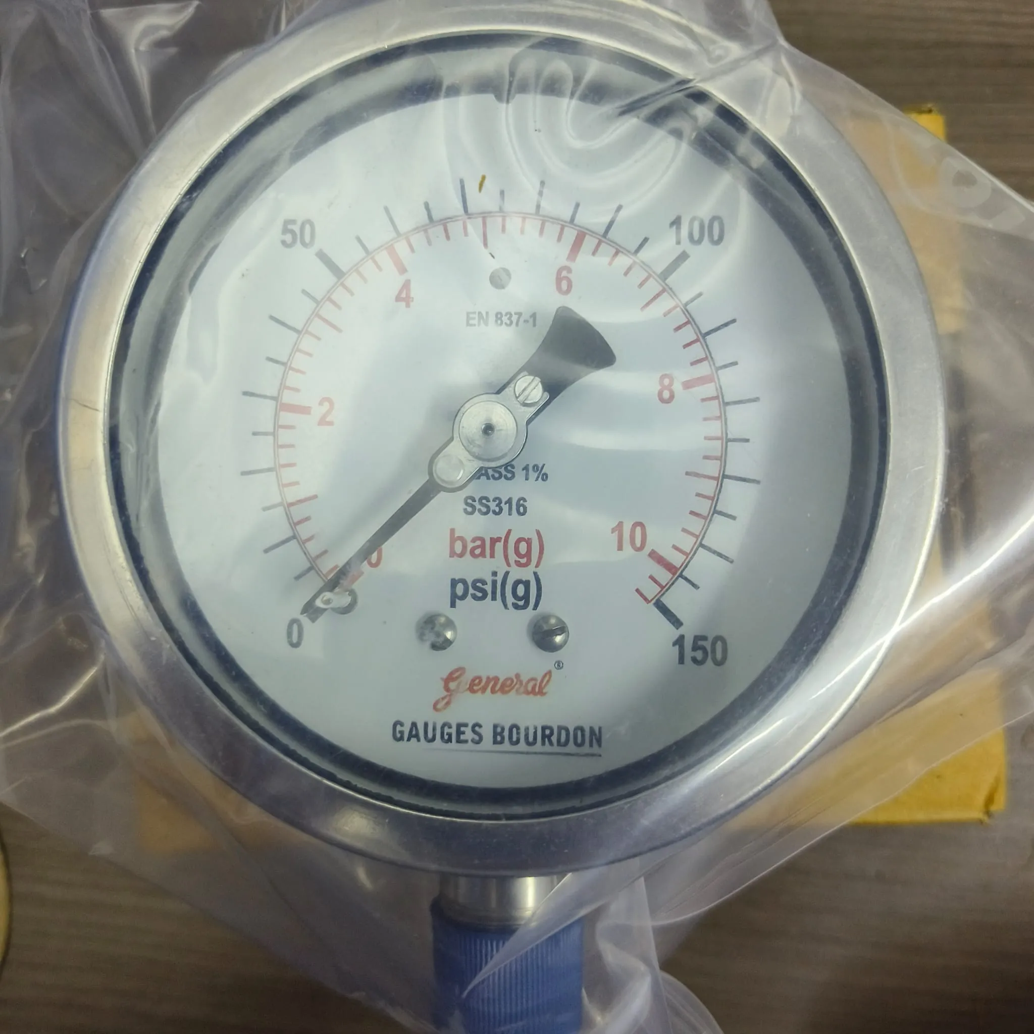 General Instruments Pressure Gauge BSPG-V, 0...150 psi, 2nd Scale bar, 4" Dial, 1/2" Male NPT Lower Mount, SS Body & Parts, BSPG-V-100-S4S-S6S-S6S-S4S-T15NTM-(0-150)-PSI/BAR-DUS - image 3