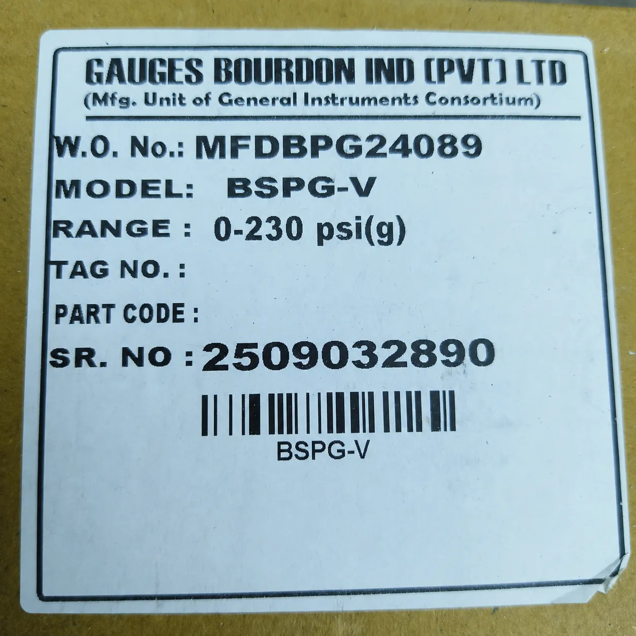 General Instruments Pressure Gauge BSPG-V, 0...230 psi, 2nd Scale bar, 4" Dial, 1/2" Male NPT Lower Mount, SS Body & Parts, BSPG-V-100-S4S-S6S-S6S-S4S-T15NTM-(0-230)-PSI/BAR-DUS - image 2