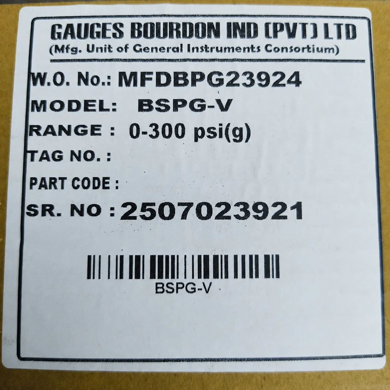 General Instruments Pressure Gauge BSPG-V, 0...300 psi, 2nd Scale bar, 4" Dial, 1/2" Male NPT Lower Mount, SS Body & Parts, BSPG-V-100-S4S-S6S-S6S-S4S-T15NTM-(0-300)-PSI/BAR-DUS - image 2