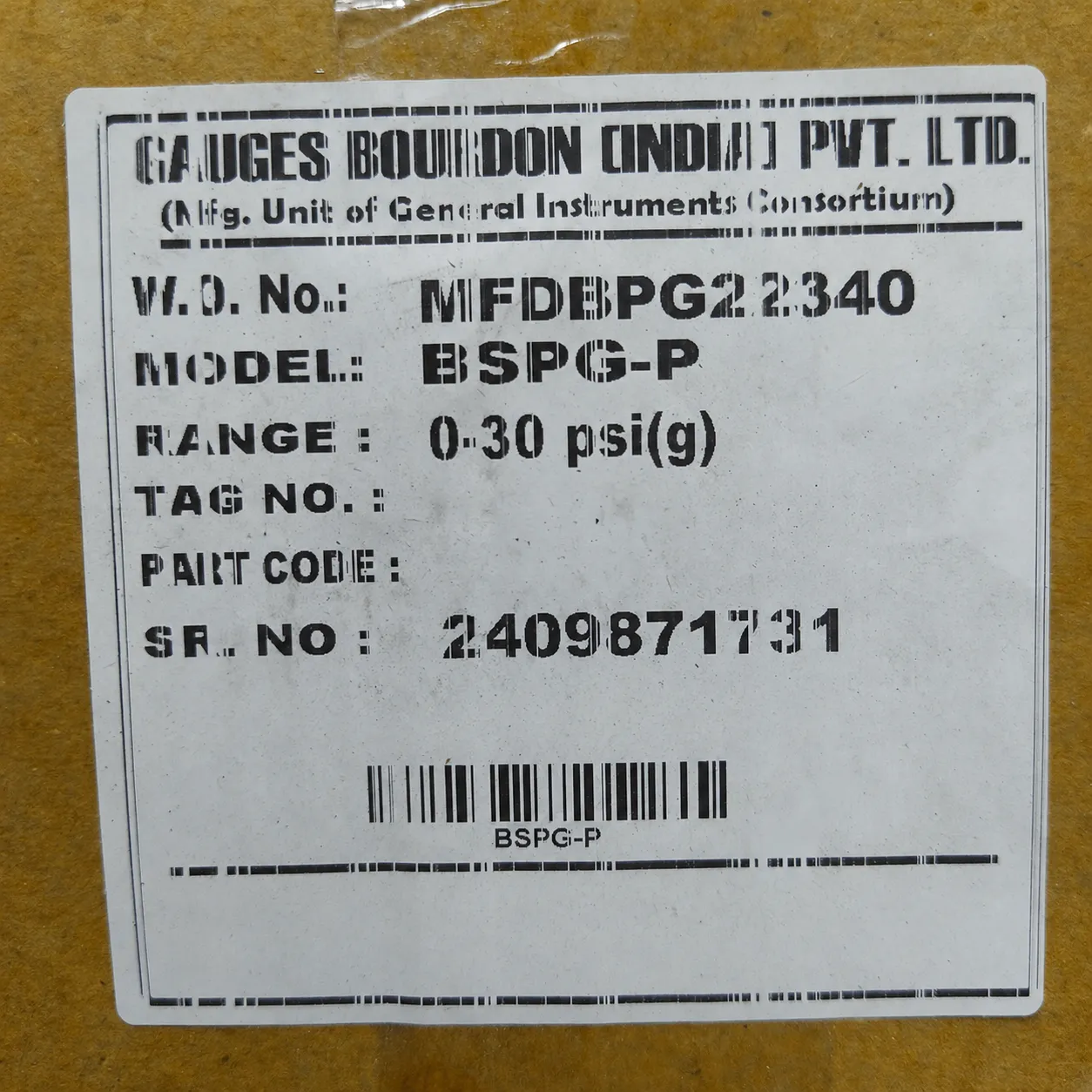 General Instruments Pressure Gauge BSPG-P, 0...30 psi, 2nd Scale bar, 4" Dial, 1/2" Male NPT Lower Back Mount With Front Flange, SS Body & Parts, BSPG-P-100-S4S-S6S-S6S-S4S-T15NTM-(0-30)-PSI/BAR-DUS - image 2