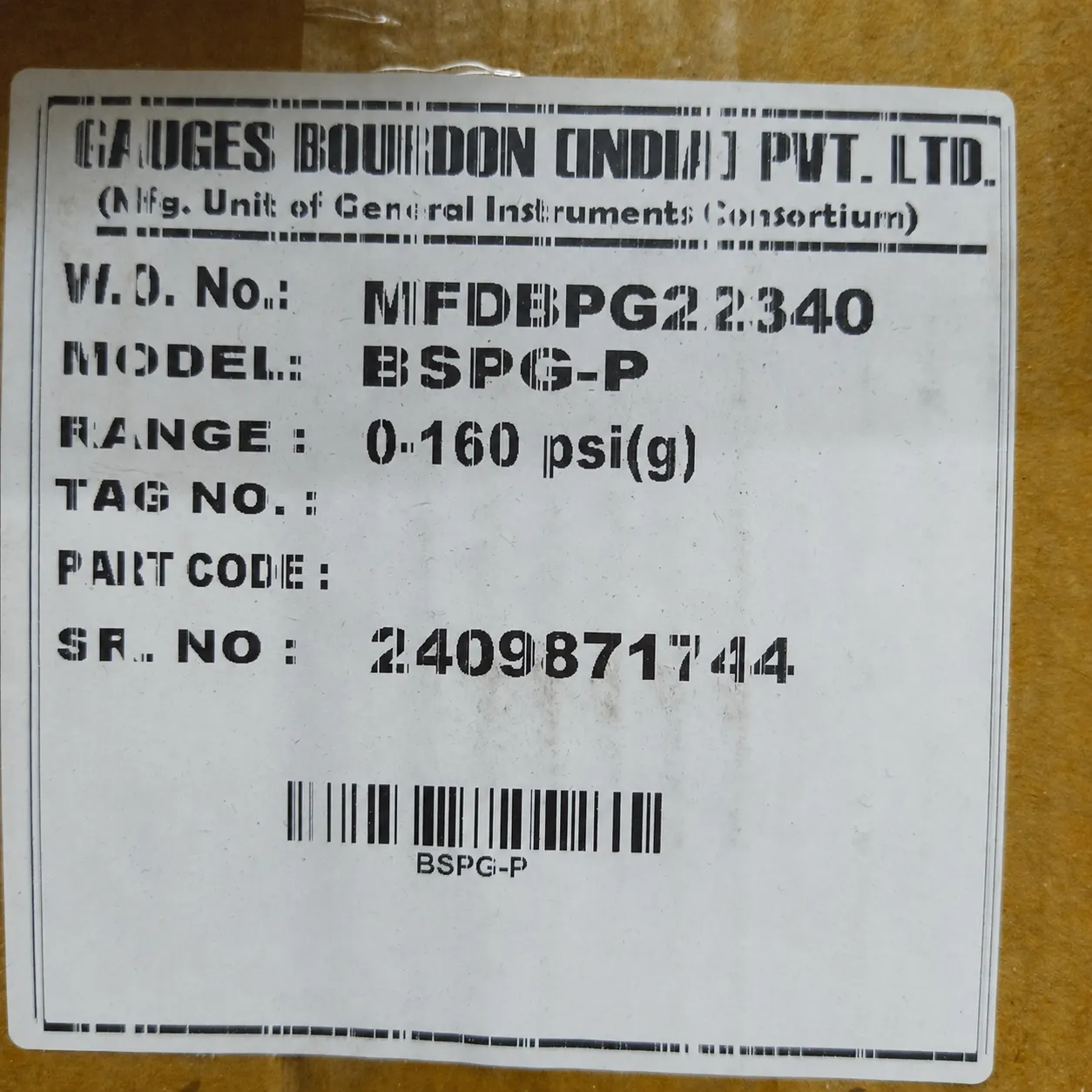 General Instruments Pressure Gauge BSPG-P, 0...160 psi, 2nd Scale bar, 4" Dial, 1/2" Male NPT Lower Back Mount With Front Flange, SS Body & Parts, BSPG-P-100-S4S-S6S-S6S-S4S-T15NTM-(0-160)-PSI/BAR-DUS - image 2
