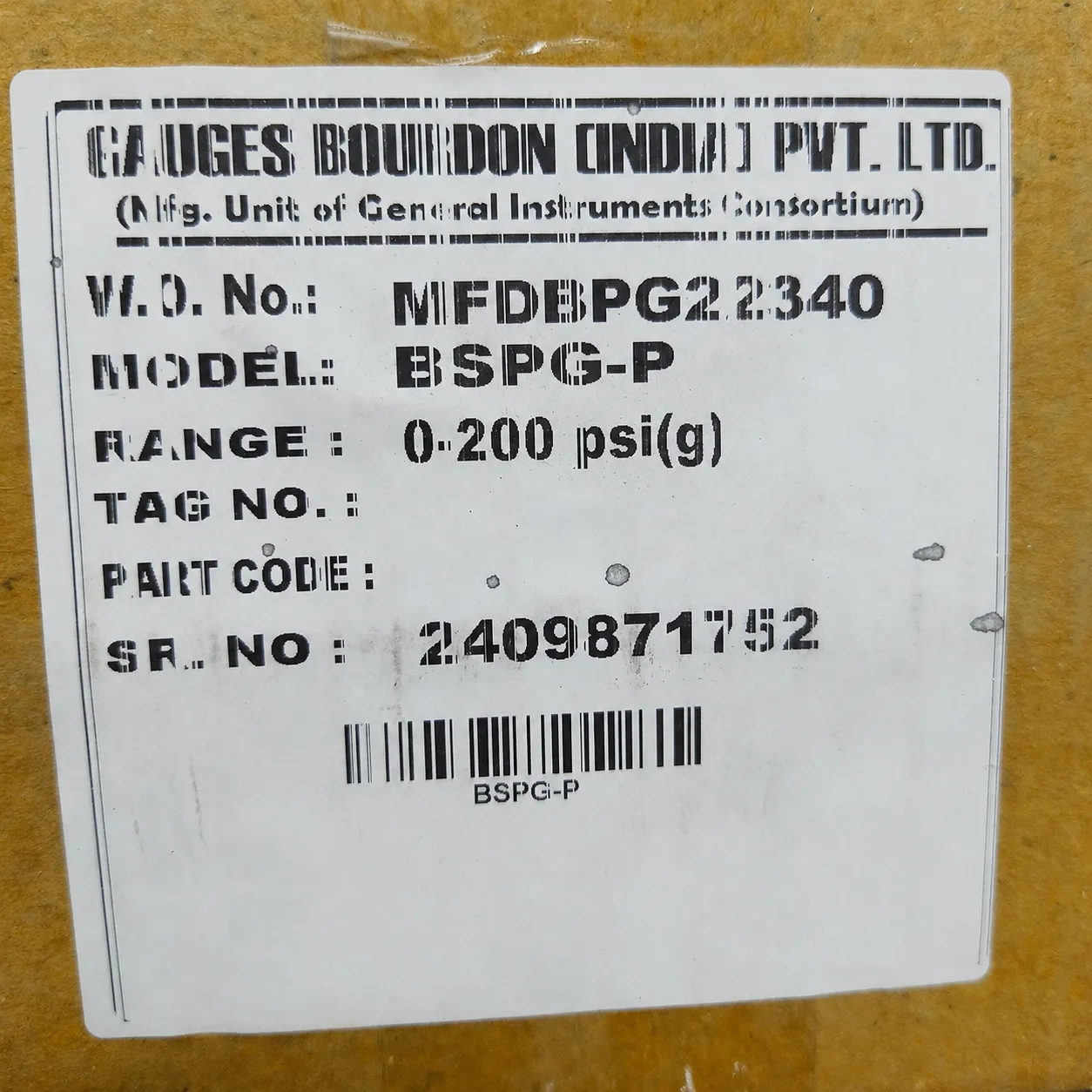 General Instruments Pressure Gauge BSPG-P, 0...200 psi, 2nd Scale bar, 4" Dial, 1/2" Male NPT Lower Back Mount With Front Flange, SS Body & Parts, BSPG-P-100-S4S-S6S-S6S-S4S-T15NTM-(0-200)-PSI/BAR-DUS - image 2