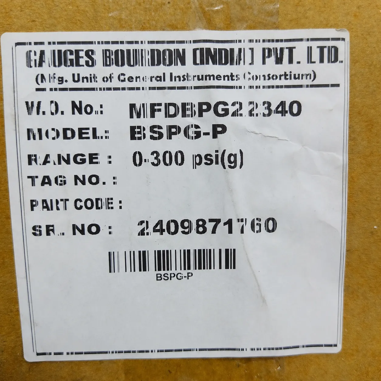 General Instruments Pressure Gauge BSPG-P, 0...300 psi, 2nd Scale bar, 4" Dial, 1/2" Male NPT Lower Back Mount With Front Flange, SS Body & Parts, BSPG-P-100-S4S-S6S-S6S-S4S-T15NTM-(0-300)-PSI/BAR-DUS - image 2