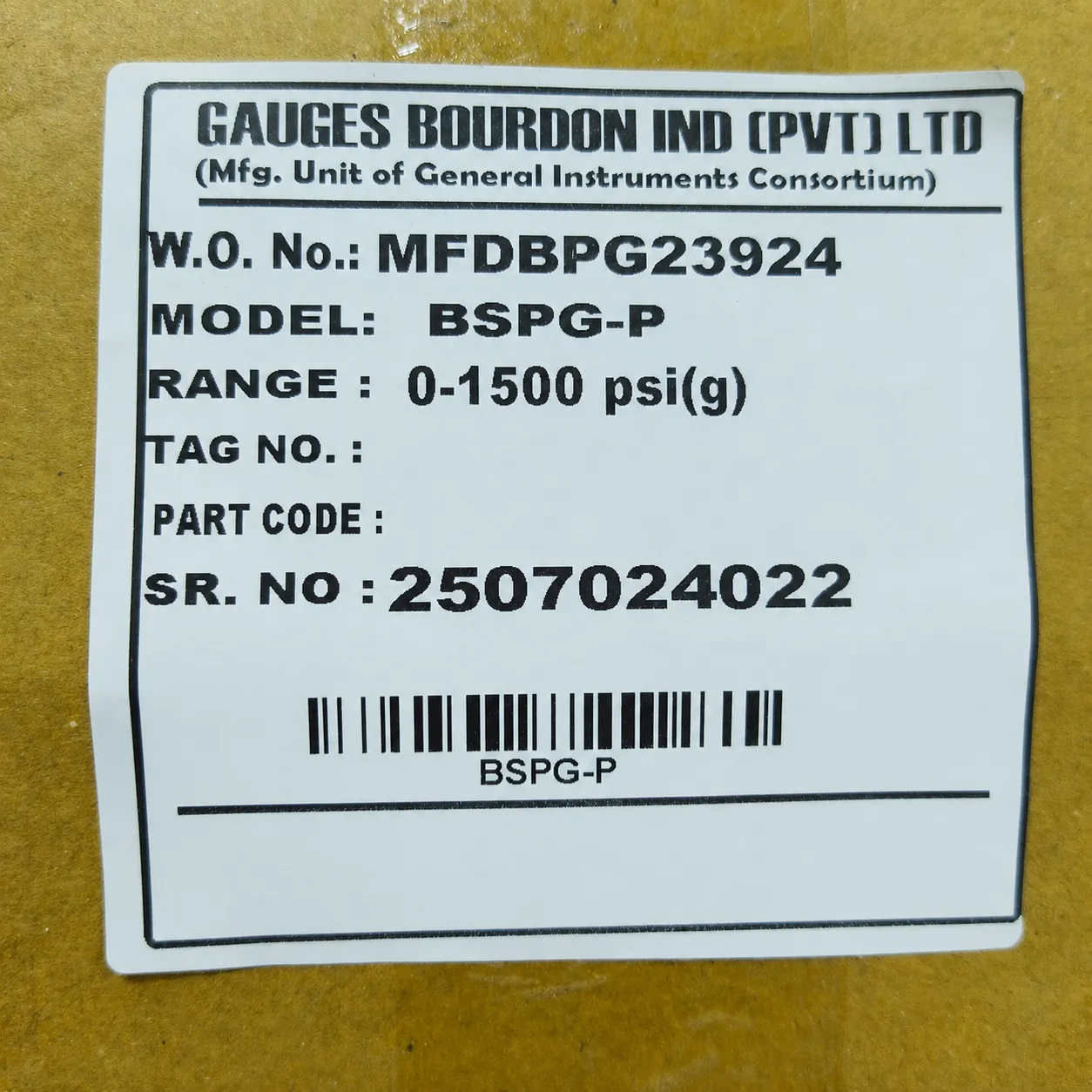General Instruments Pressure Gauge BSPG-P, 0...1500 psi, 2nd Scale bar, 4" Dial, 1/2" Male NPT Lower Back Mount With Front Flange, SS Body & Parts, BSPG-P-100-S4S-S6S-S6S-S4S-T15NTM-(0-1500)-PSI/BAR-DUS - image 2
