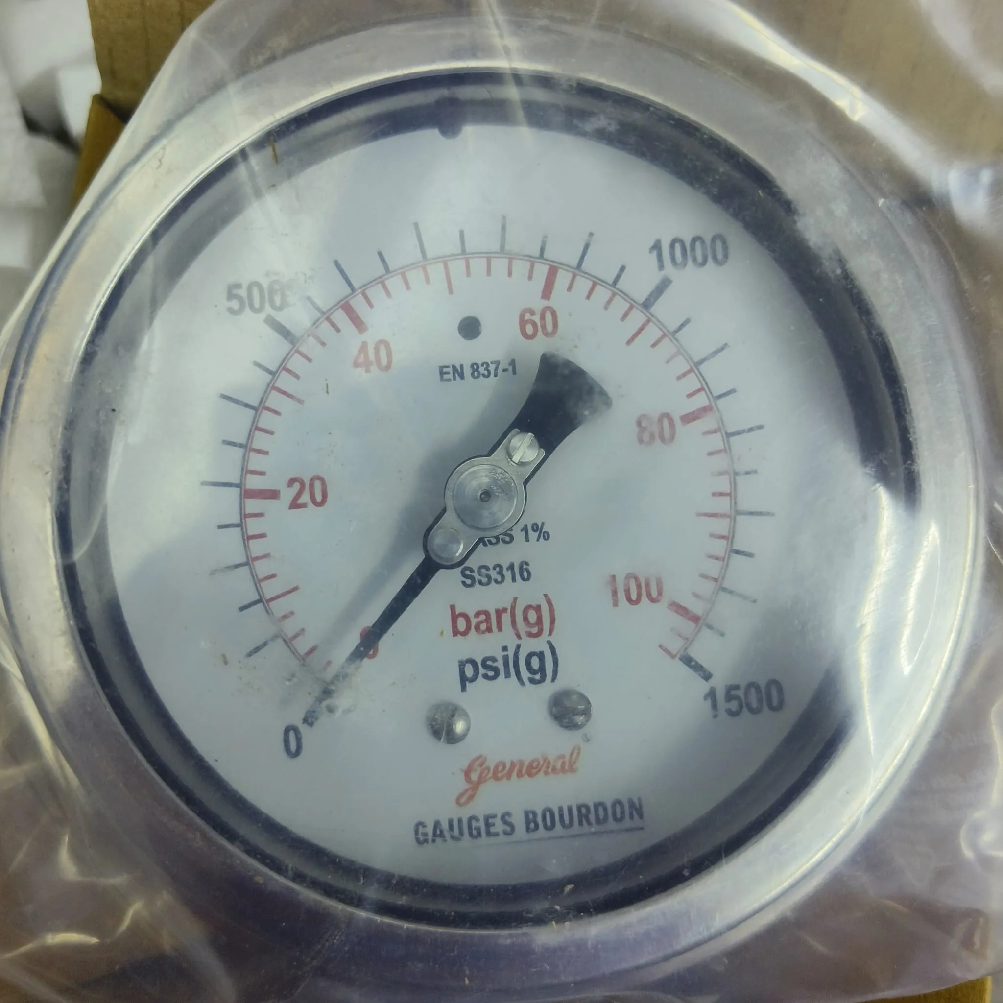 General Instruments Pressure Gauge BSPG-P, 0...1500 psi, 2nd Scale bar, 4" Dial, 1/2" Male NPT Lower Back Mount With Front Flange, SS Body & Parts, BSPG-P-100-S4S-S6S-S6S-S4S-T15NTM-(0-1500)-PSI/BAR-DUS - image 3