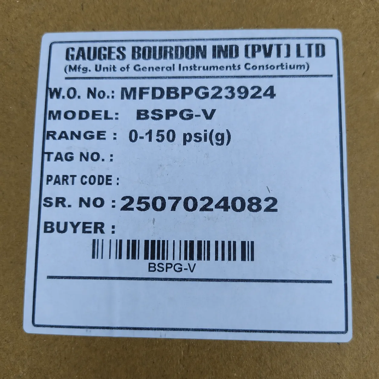General Instruments Pressure Gauge BSPG-V, 0...150 psi, 2nd Scale bar, 6" Dial, 1/2" Male NPT Lower Mount, SS Body & Parts, BSPG-V-150-S4S-S6S-S6S-S4S-T15NTM-(0-150)-PSI/BAR-DUS - image 2