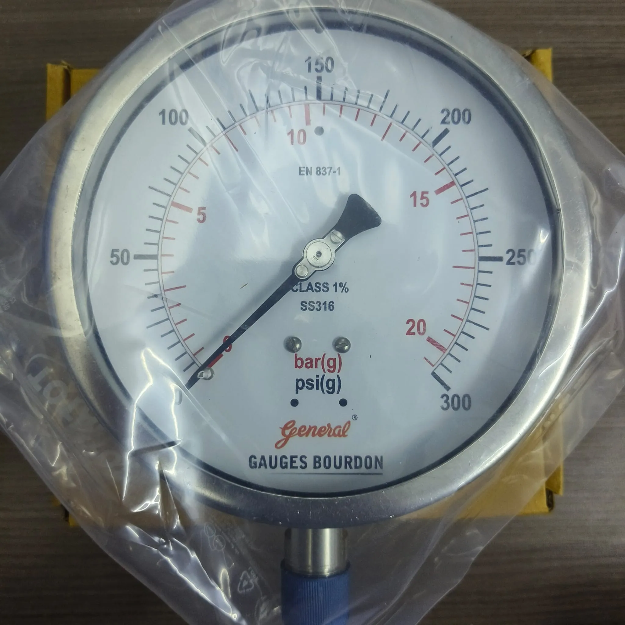 General Instruments Pressure Gauge BSPG-V, 0...300 psi, 2nd Scale bar, 6" Dial, 1/2" Male NPT Lower Mount, SS Body & Parts, BSPG-V-150-S4S-S6S-S6S-S4S-T15NTM-(0-300)-PSI/BAR-DUS - image 3