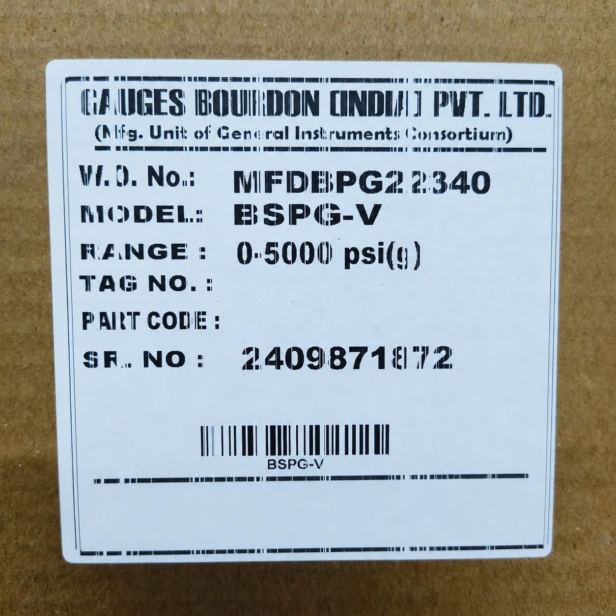 General Instruments Pressure Gauge BSPG-V, 0...5000 psi, 2nd Scale bar, 6" Dial, 1/2" Male NPT Lower Mount, SS Body & Parts, BSPG-V-150-S4S-S6S-S6S-S4S-T15NTM-(0-5000)-PSI/BAR-DUS - image 2