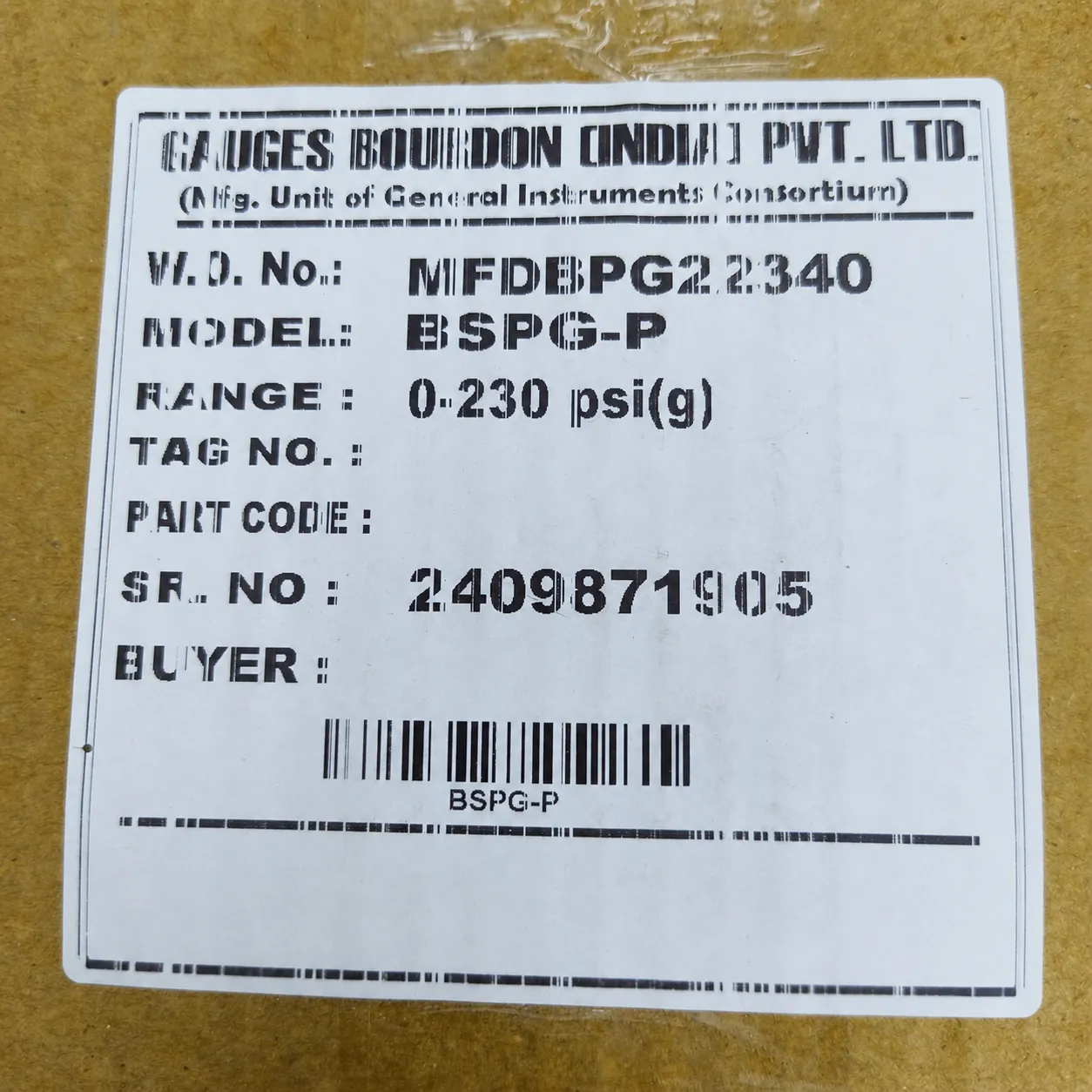 General Instruments Pressure Gauge BSPG-P, 0...230 psi, 2nd Scale bar, 6" Dial, 1/2" Male NPT Lower Back Mount With Front Flange, SS Body & Parts, BSPG-P-150-S4S-S6S-S6S-S4S-T15NTM-(0-230)-PSI/BAR-DUS - image 2
