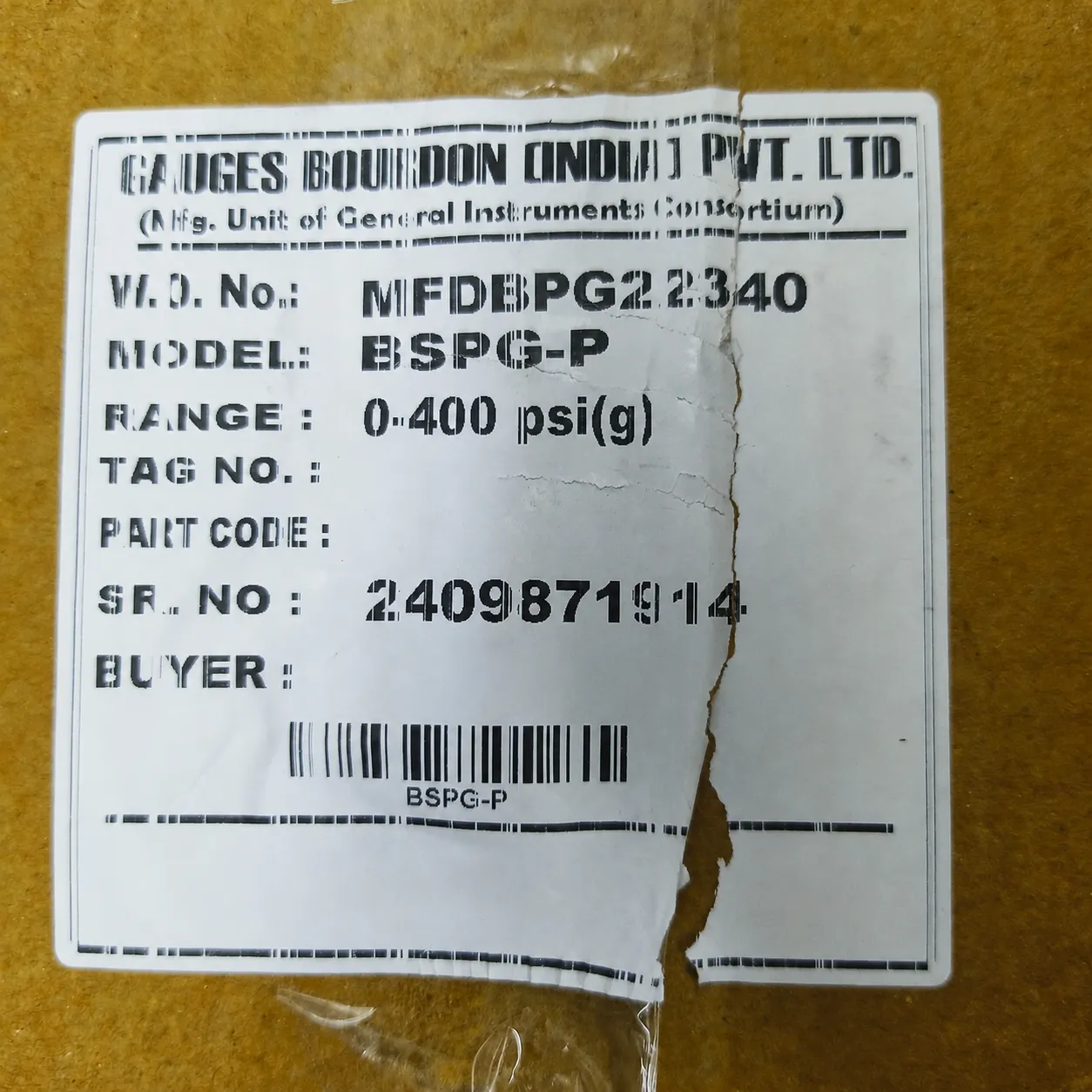 General Instruments Pressure Gauge BSPG-P, 0...400 psi, 2nd Scale bar, 6" Dial, 1/2" Male NPT Lower Back Mount With Front Flange, SS Body & Parts, BSPG-P-150-S4S-S6S-S6S-S4S-T15NTM-(0-400)-PSI/BAR-DUS - image 2