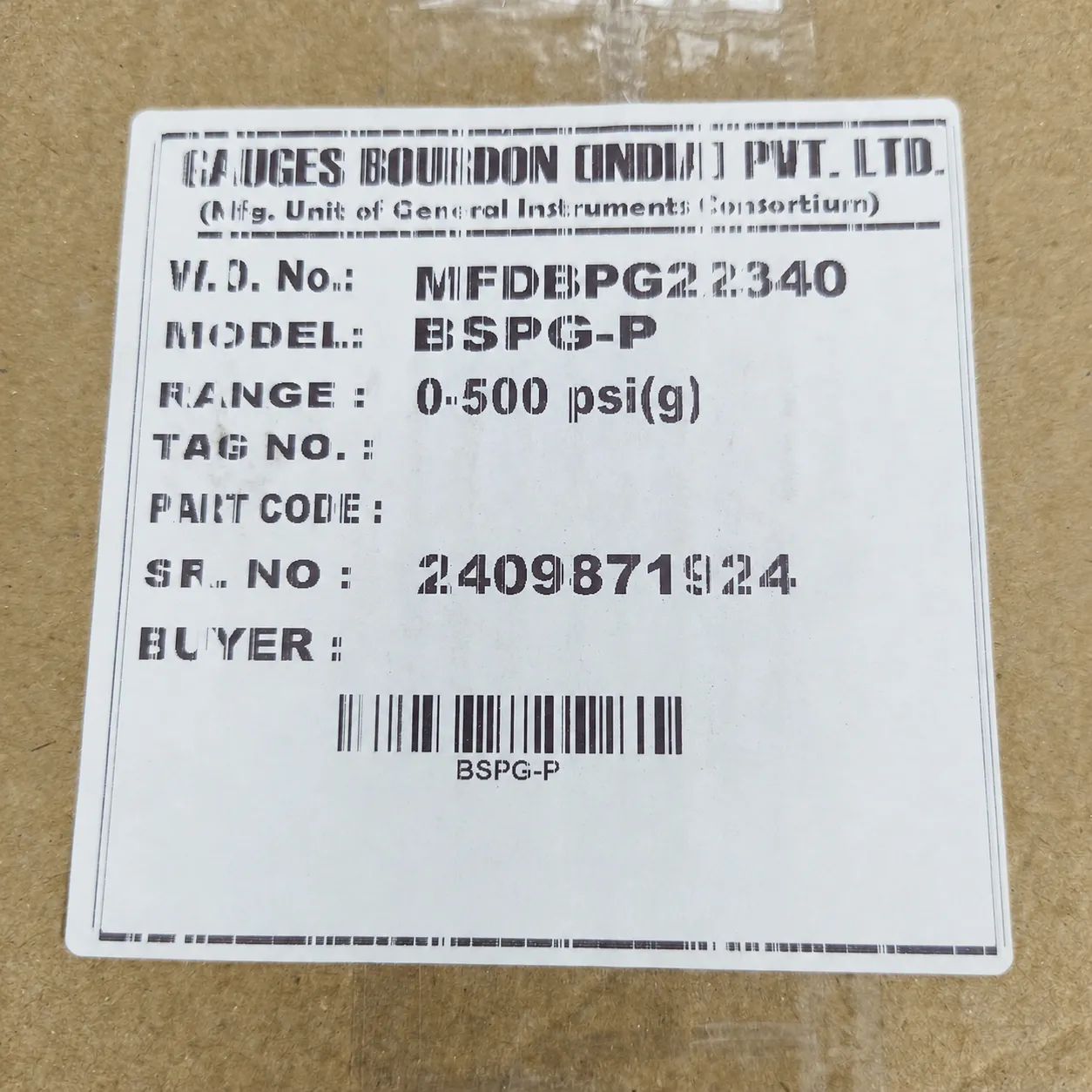 General Instruments Pressure Gauge BSPG-P, 0...500 psi, 2nd Scale bar, 6" Dial, 1/2" Male NPT Lower Back Mount With Front Flange, SS Body & Parts, BSPG-P-150-S4S-S6S-S6S-S4S-T15NTM-(0-500)-PSI/BAR-DUS - image 2