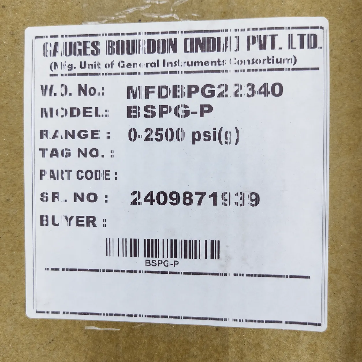 General Instruments Pressure Gauge BSPG-P, 0...2500 psi, 2nd Scale bar, 6" Dial, 1/2" Male NPT Lower Back Mount With Front Flange, SS Body & Parts, BSPG-P-150-S4S-S6S-S6S-S4S-T15NTM-(0-2500)-PSI/BAR-DUS - image 2