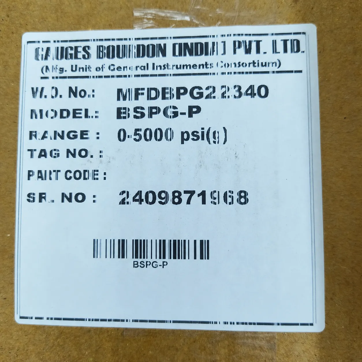 General Instruments Pressure Gauge BSPG-P, 0...5000 psi, 2nd Scale bar, 6" Dial, 1/2" Male NPT Lower Back Mount With Front Flange, SS Body & Parts, BSPG-P-150-S4S-S6S-S6S-S4S-T15NTM-(0-5000)-PSI/BAR-DUS - image 2